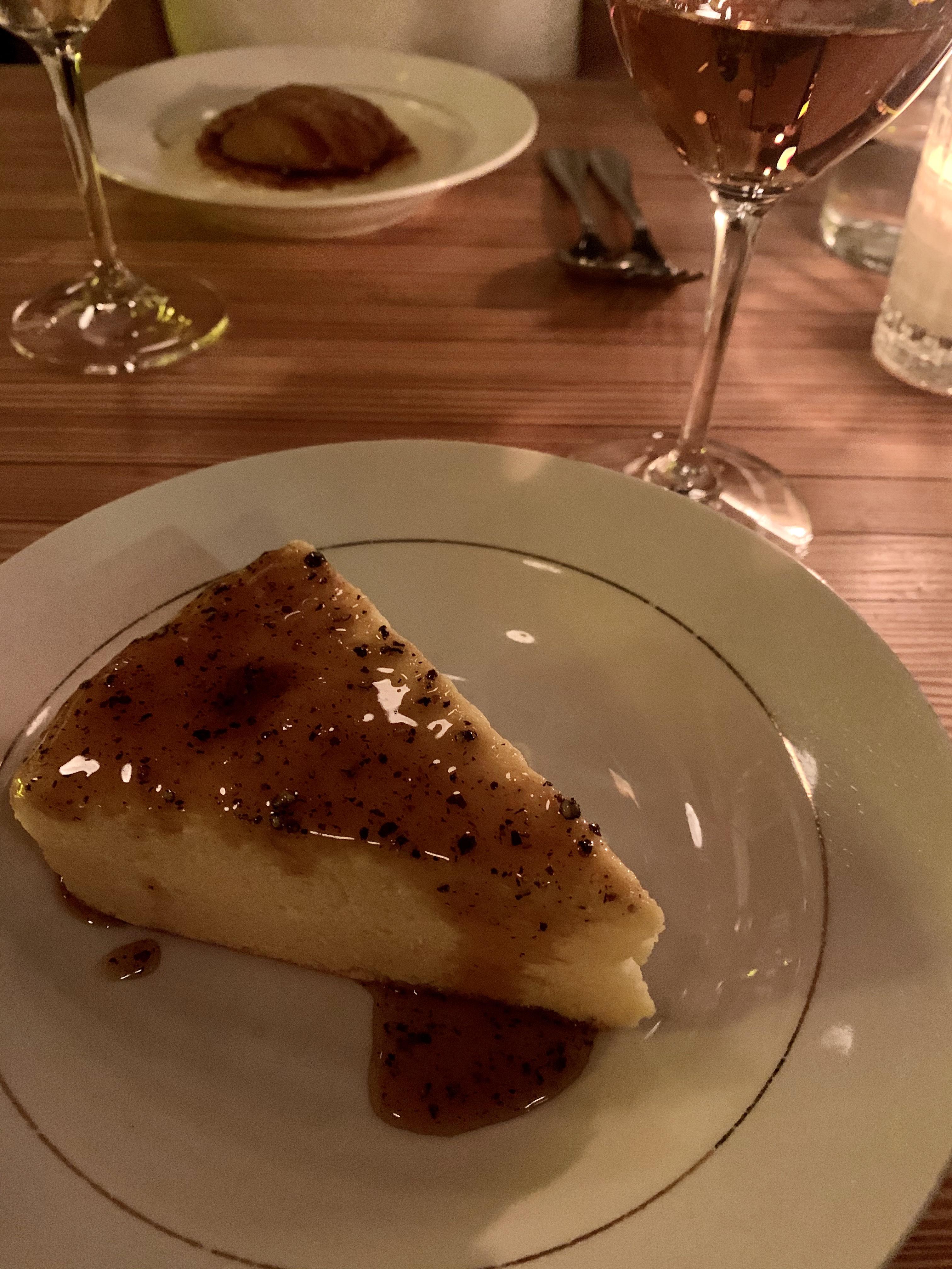 [I ate] parmesan cheesecake with black pepper honey. r/food