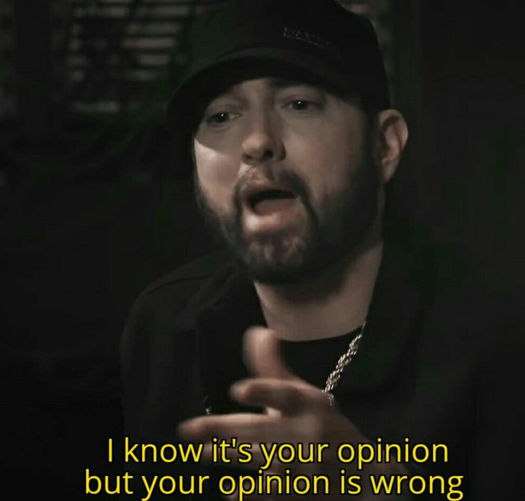 Eminem saying "your opinion is wrong" meme MemeTemplatesOfficial