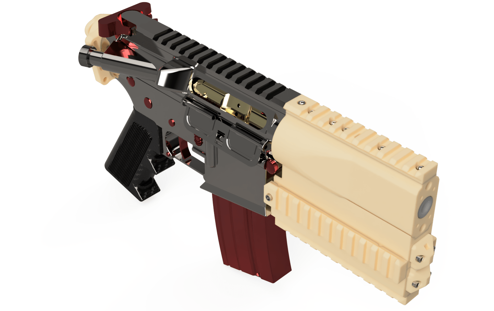 Short M4 mod. Handguard+battery compartment 3d printing r/airsoft