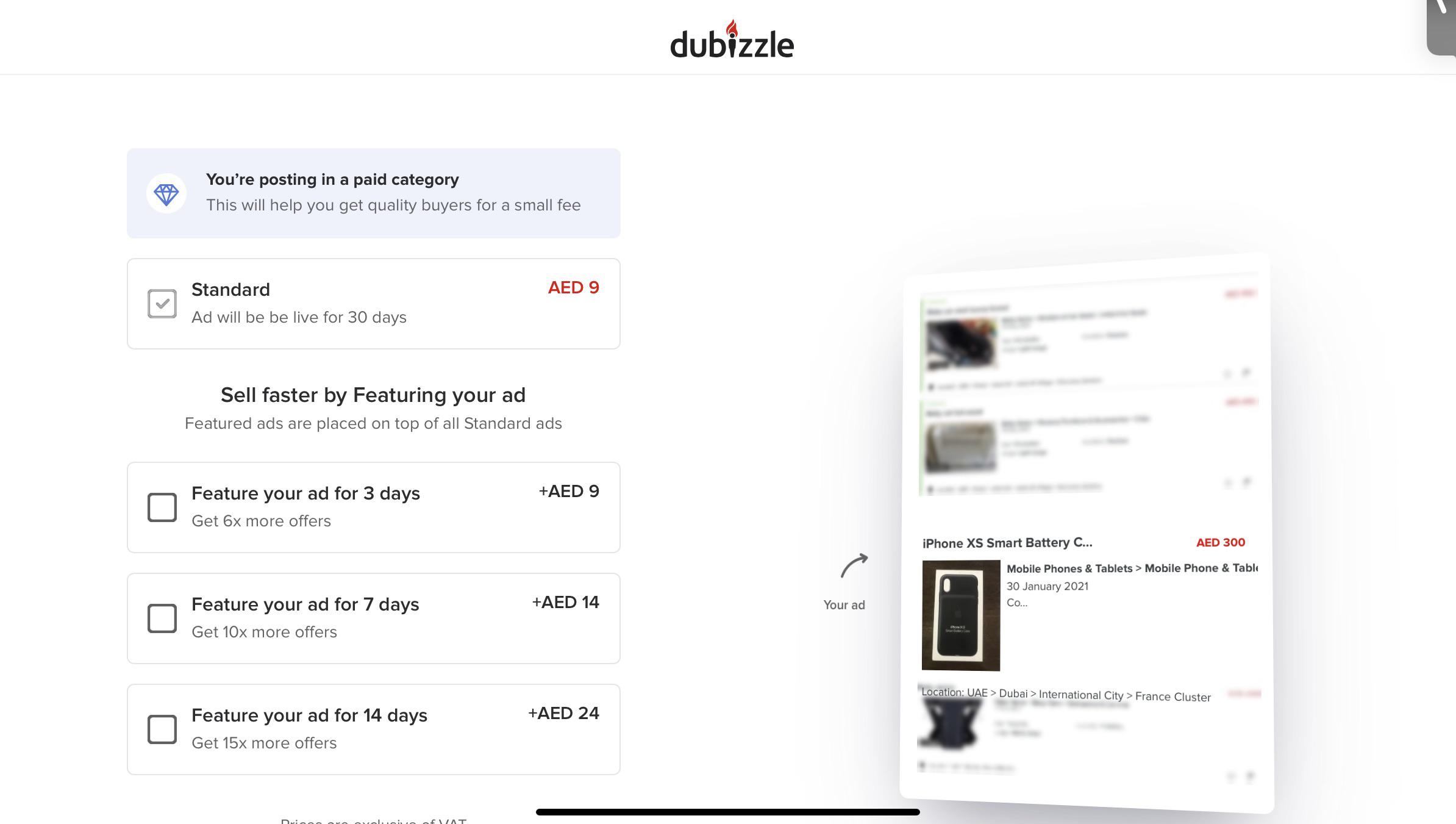 It now costs money to post an ad on dubai