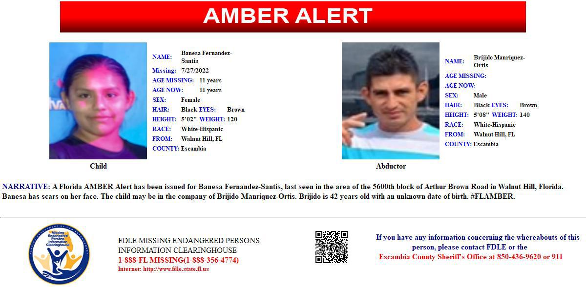 Amber Alert Escambia County/Walnut Hill r/Pensacola