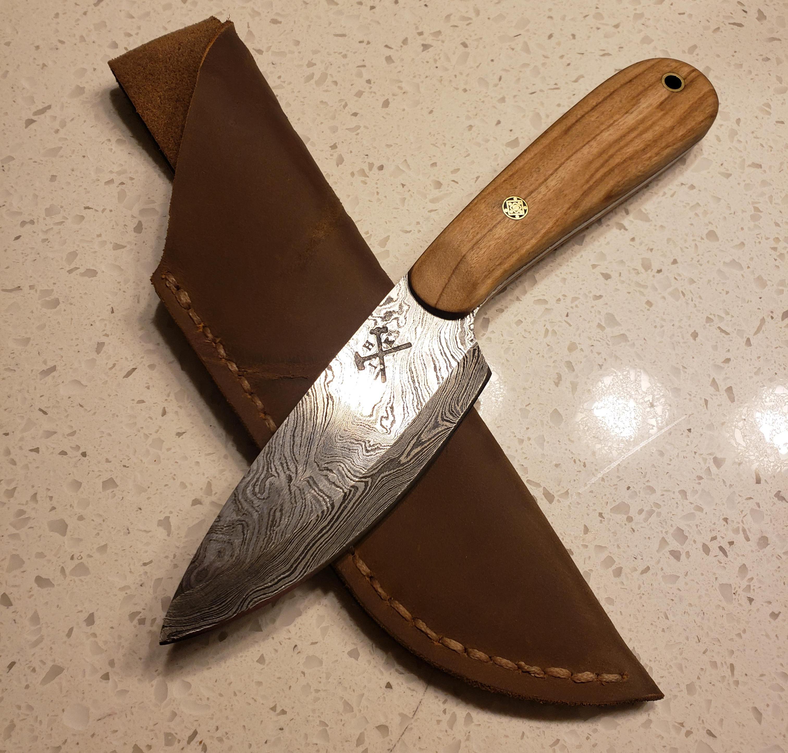 First Knife Build Indy Hammered Knives DIY kit + Shealth I made r