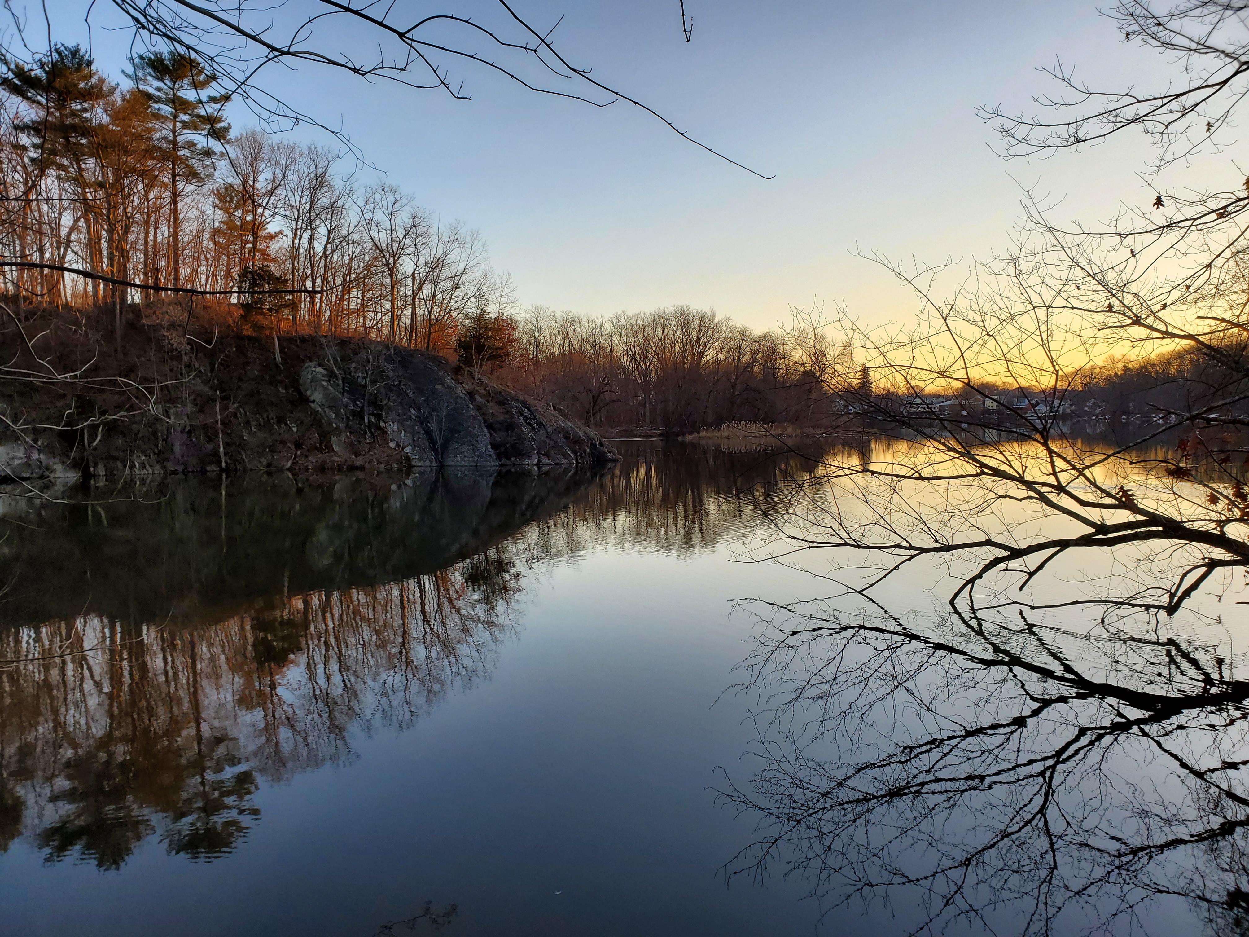 Sunrise over the Esopus Creek on a winter morning in Saugerties, NY