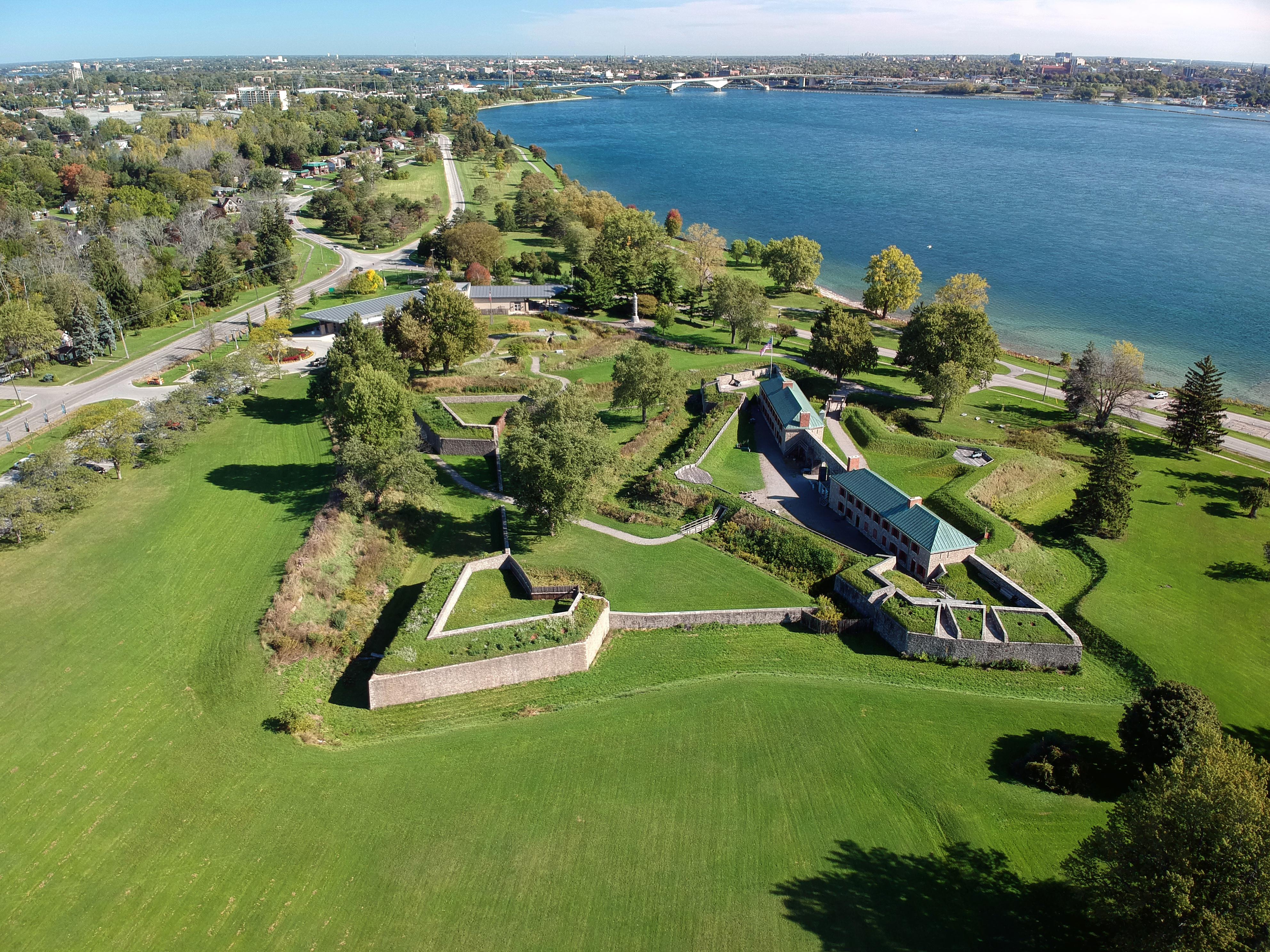 Old Fort Erie, Peace Bridge in the background. Fort Erie, Ontario