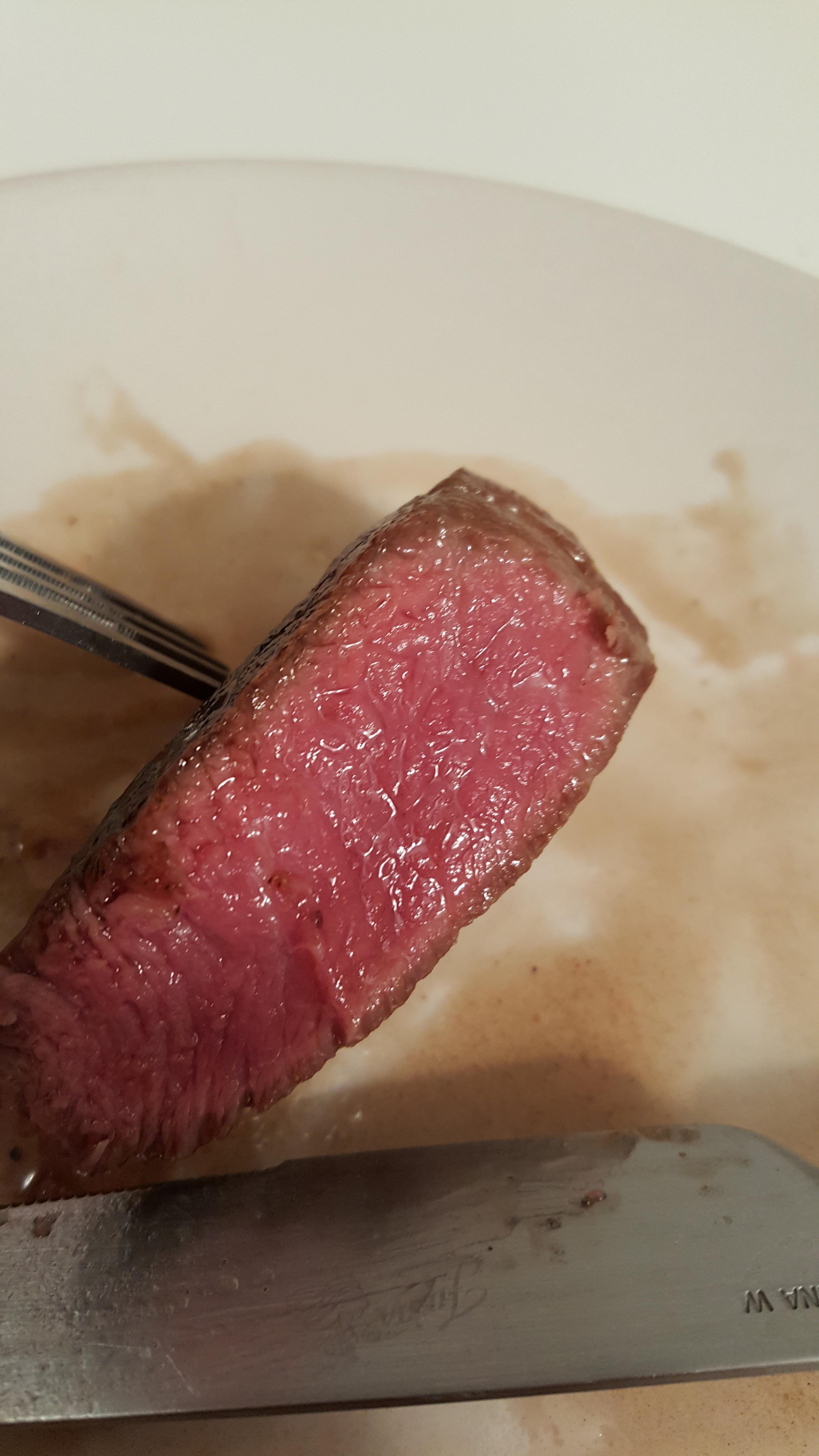 First Sous Vide Steak Fillet Mignon, 52c for 1 hour r/sousvide