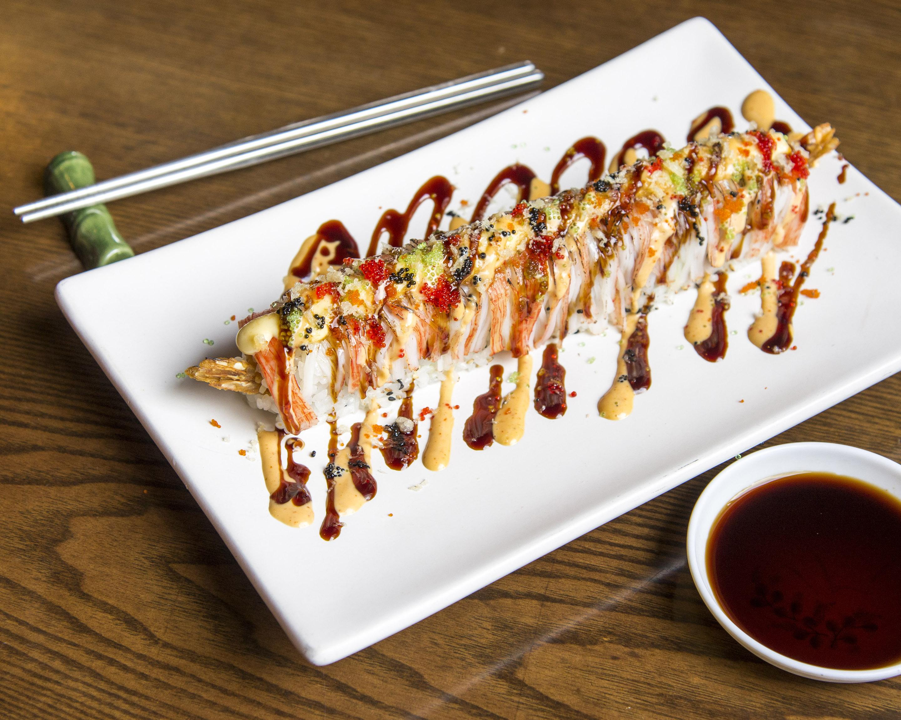 Volcano Roll aka Shrimp Tempura, Crabmeat, Japanese Mayo & Chef's