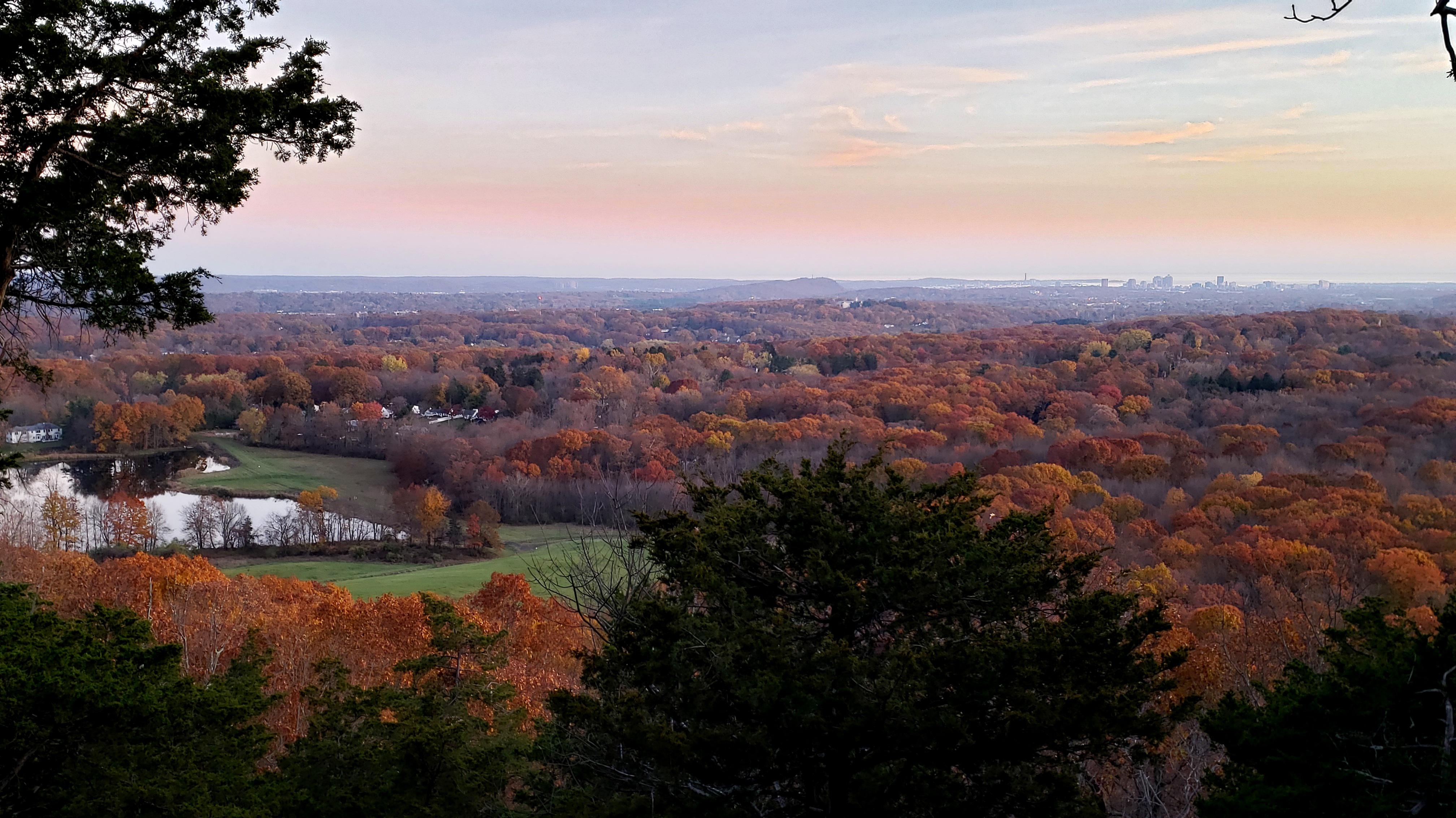 View from West Rock Ridge State Park in Hamden with New Haven in the