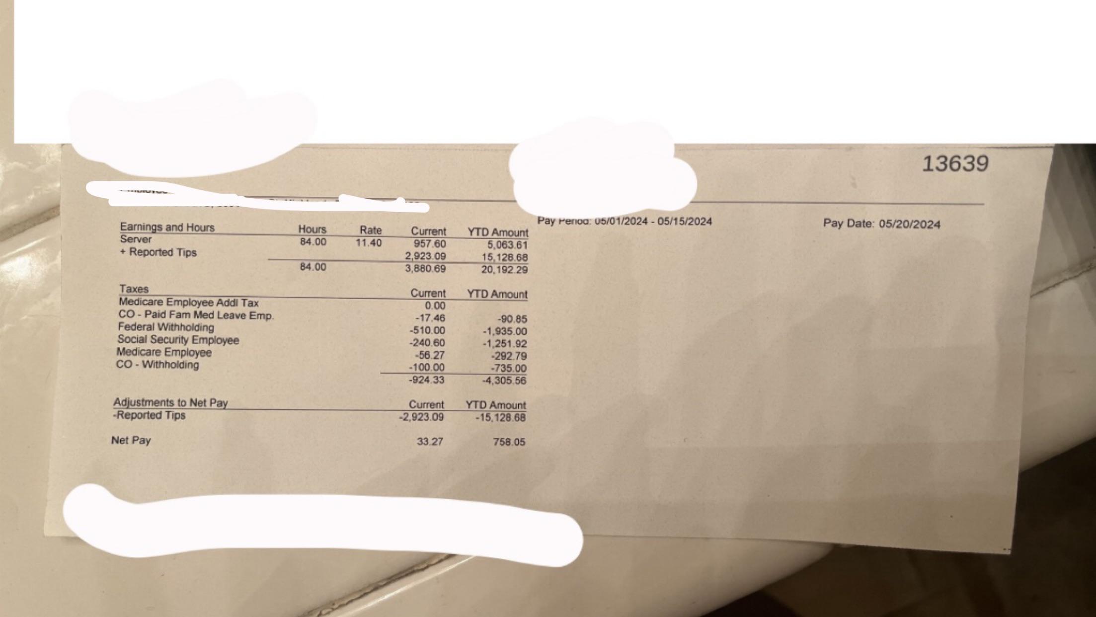 NEED HELP UNDERSTANDING PAY STUB (SERVER) r/povertyfinance