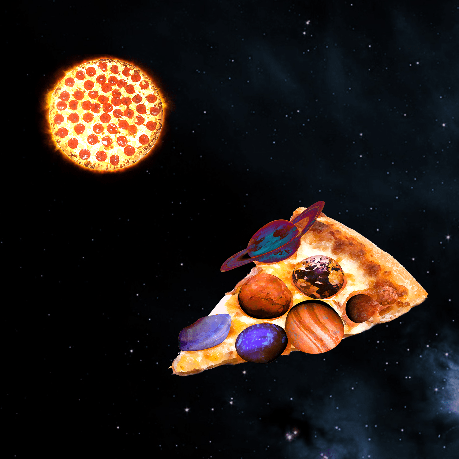 Space Pizza, digital, 1500x1500px Art