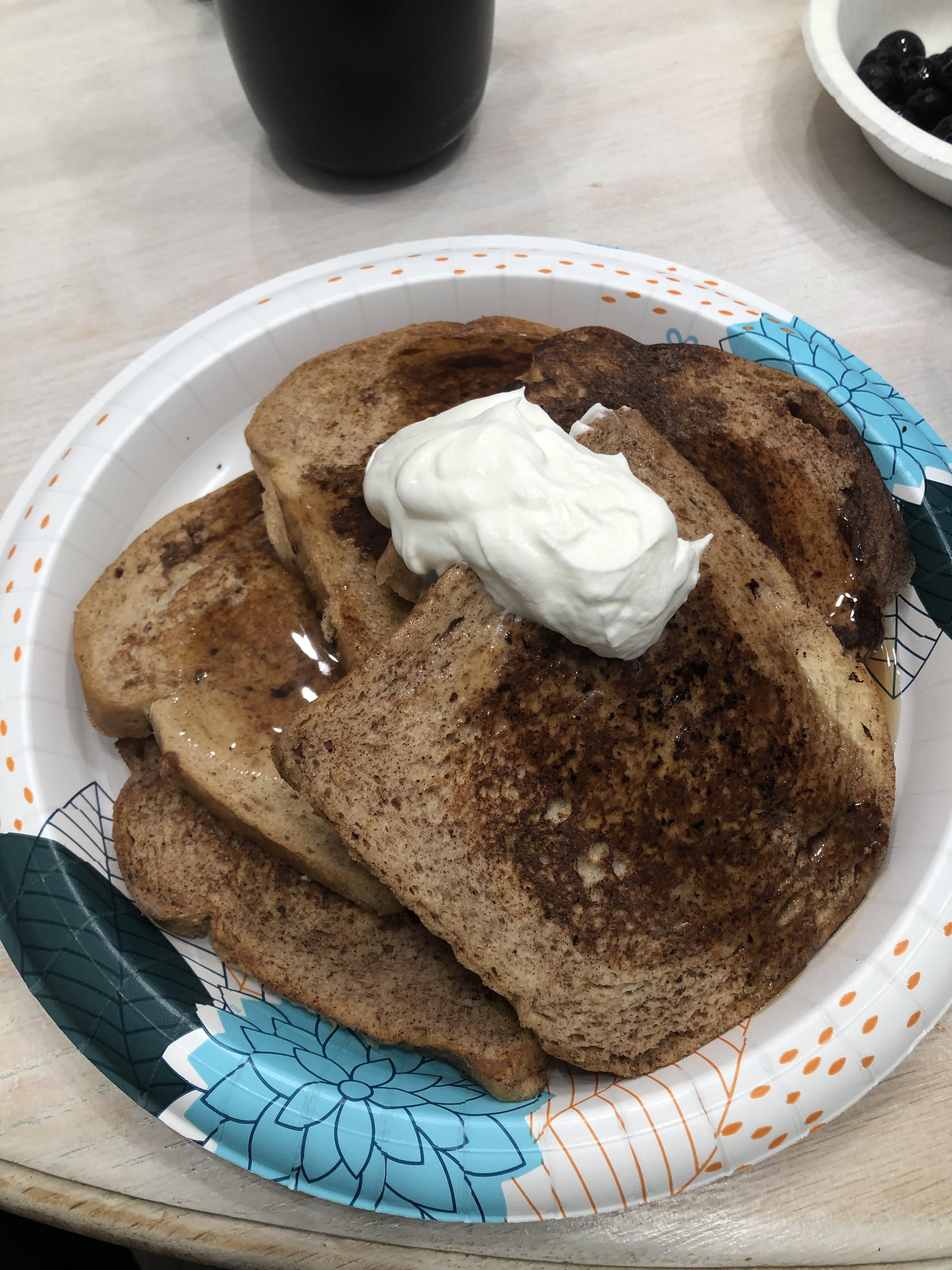 310 calories for six slices of French toast with home made whipped