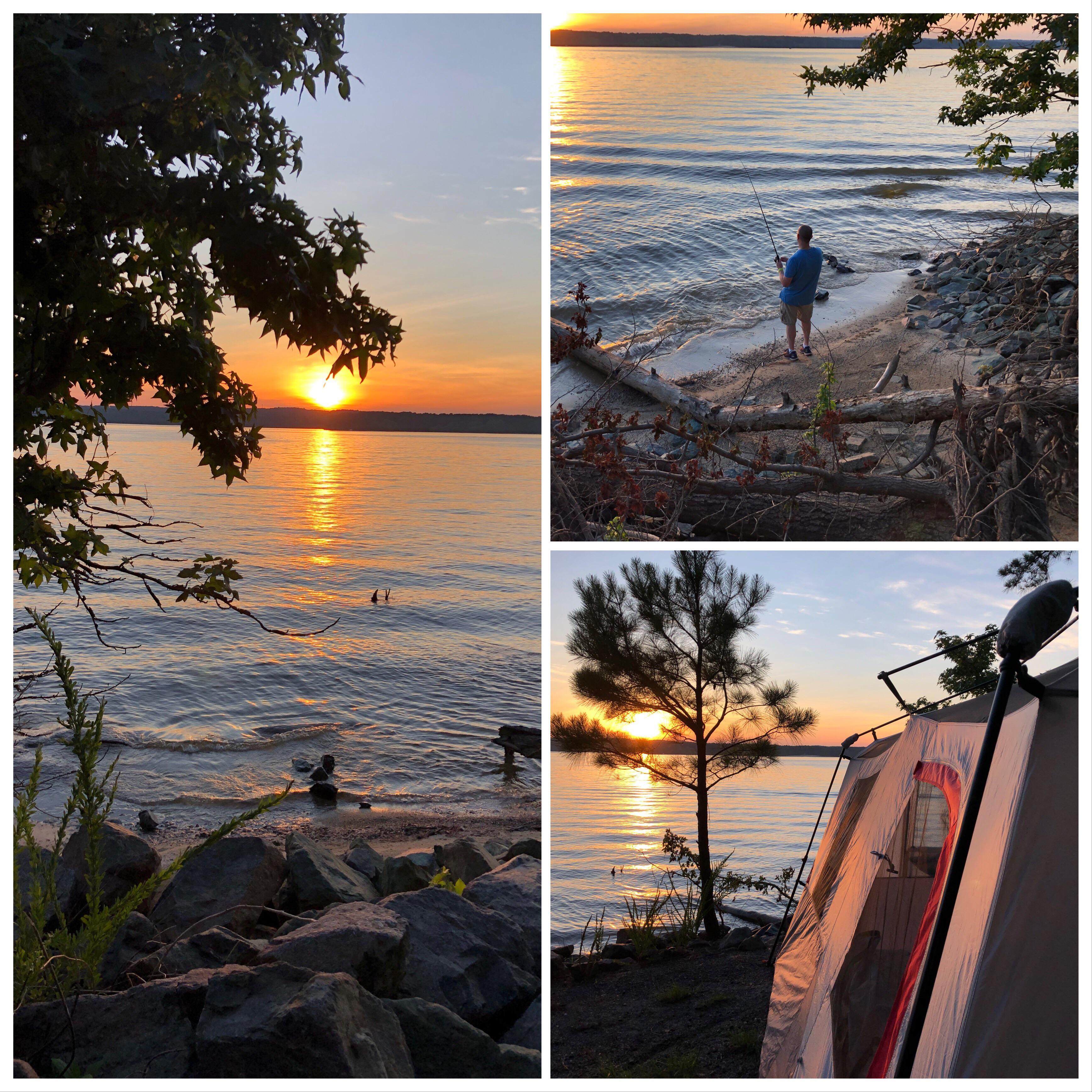 A lovely night of camping by Jordan Lake, NC. The fishing was a bust