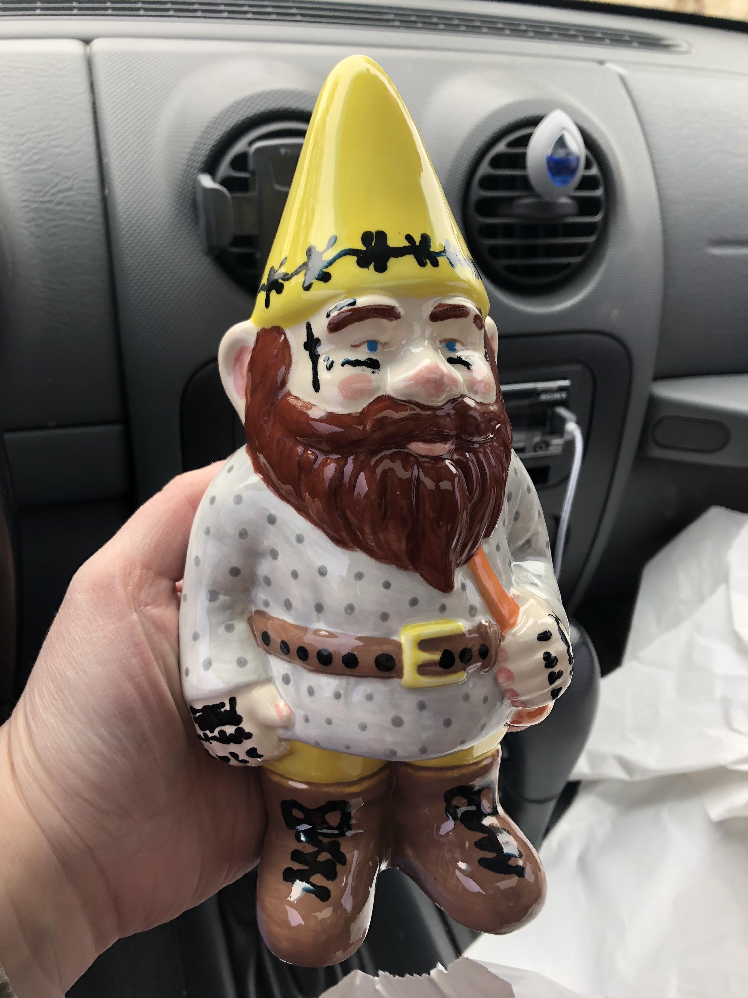 My boyfriend painted a Post Ma’gnome’ at Colour Me Mine r