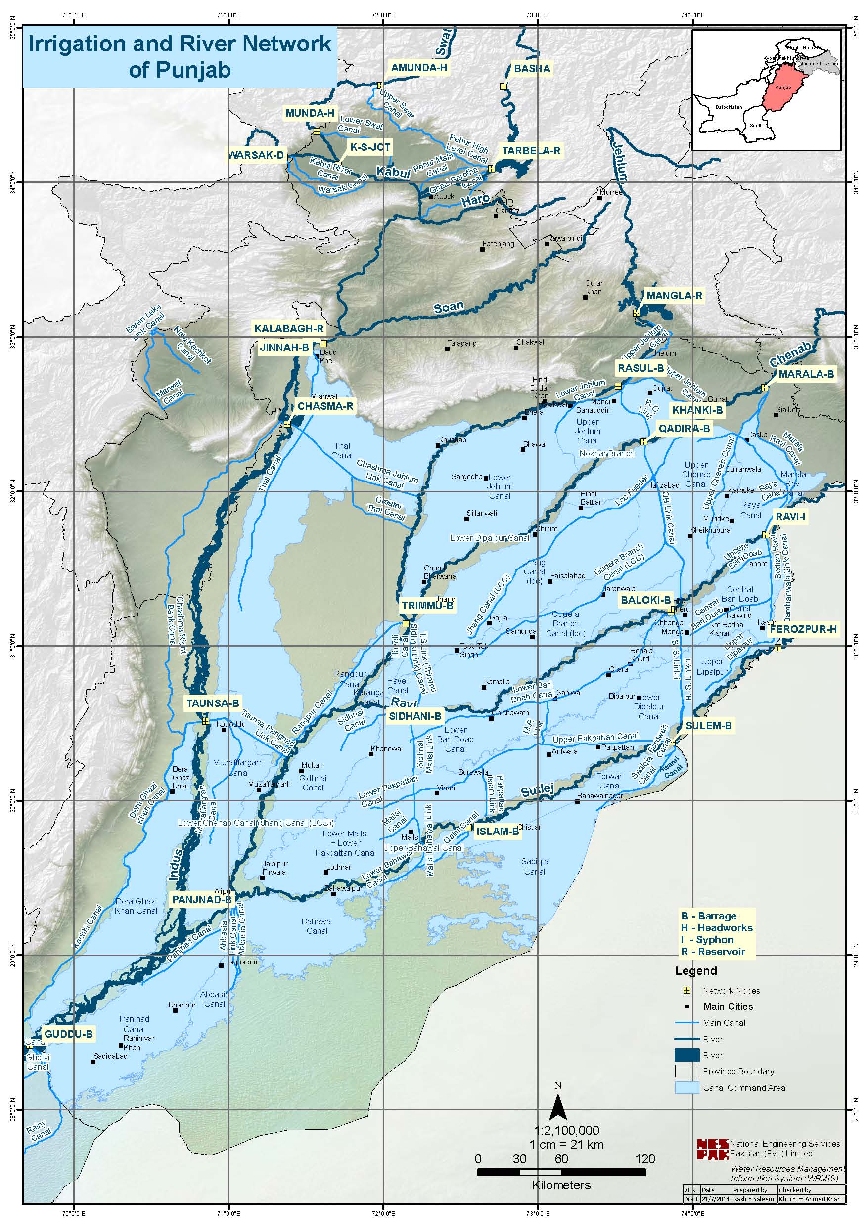Map of Irrigation Network of Punjab, Pakistan. r/MapPorn