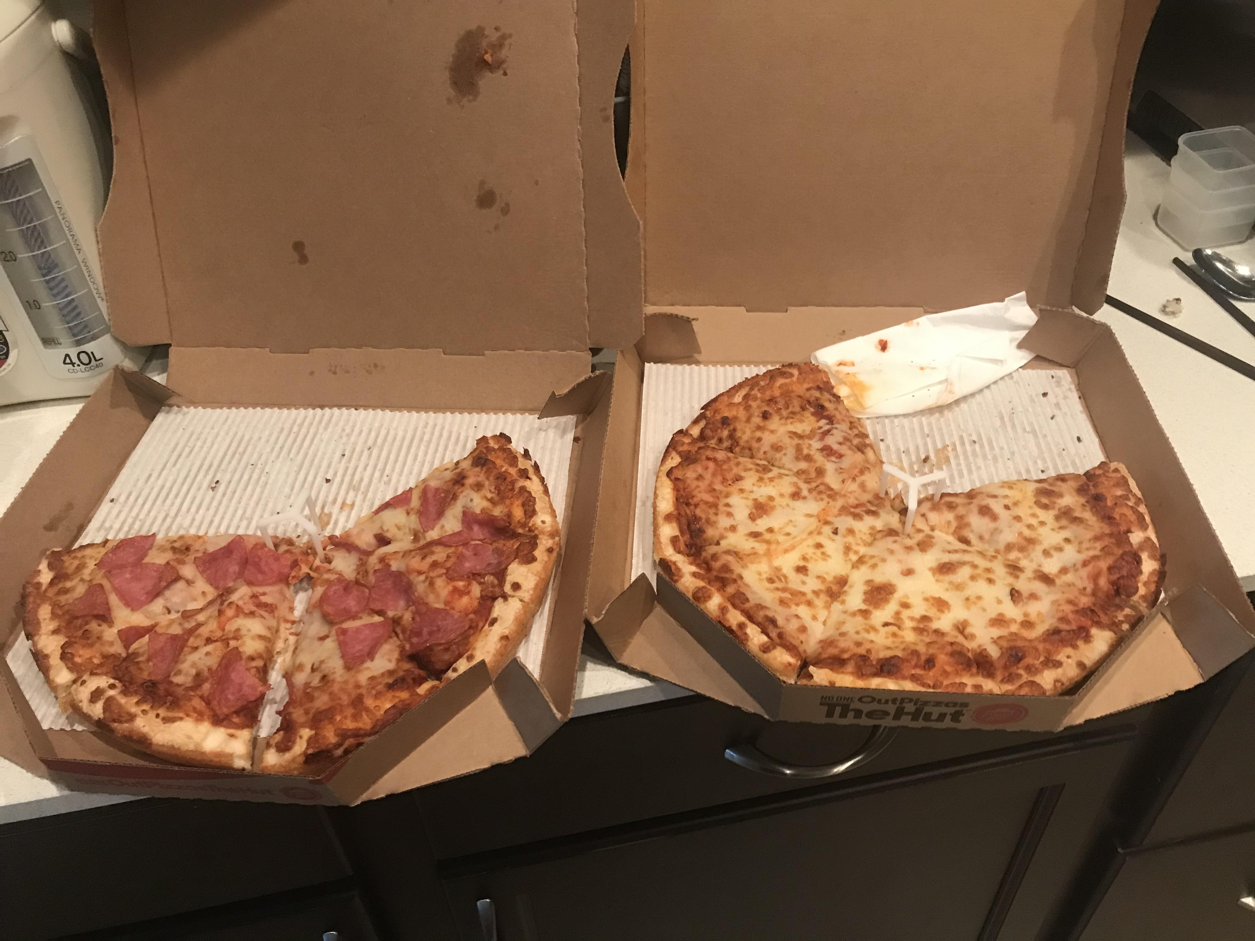 My kids got coupons from school for free personal pizzas. Our