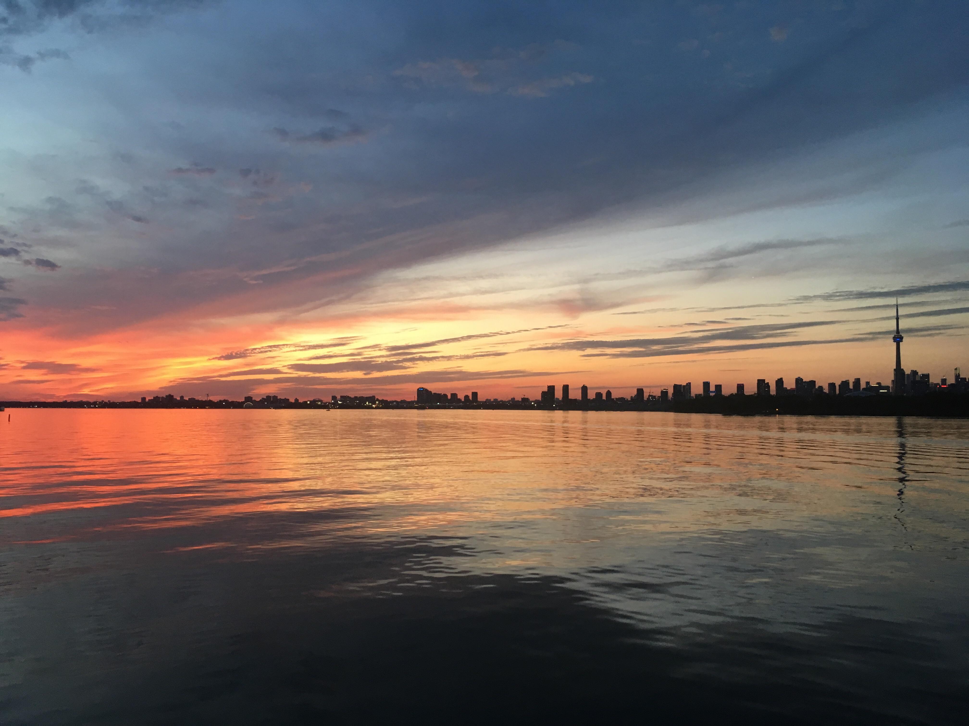 MidJune evening on Lake Ontario. Gentle weather, late sunset. My