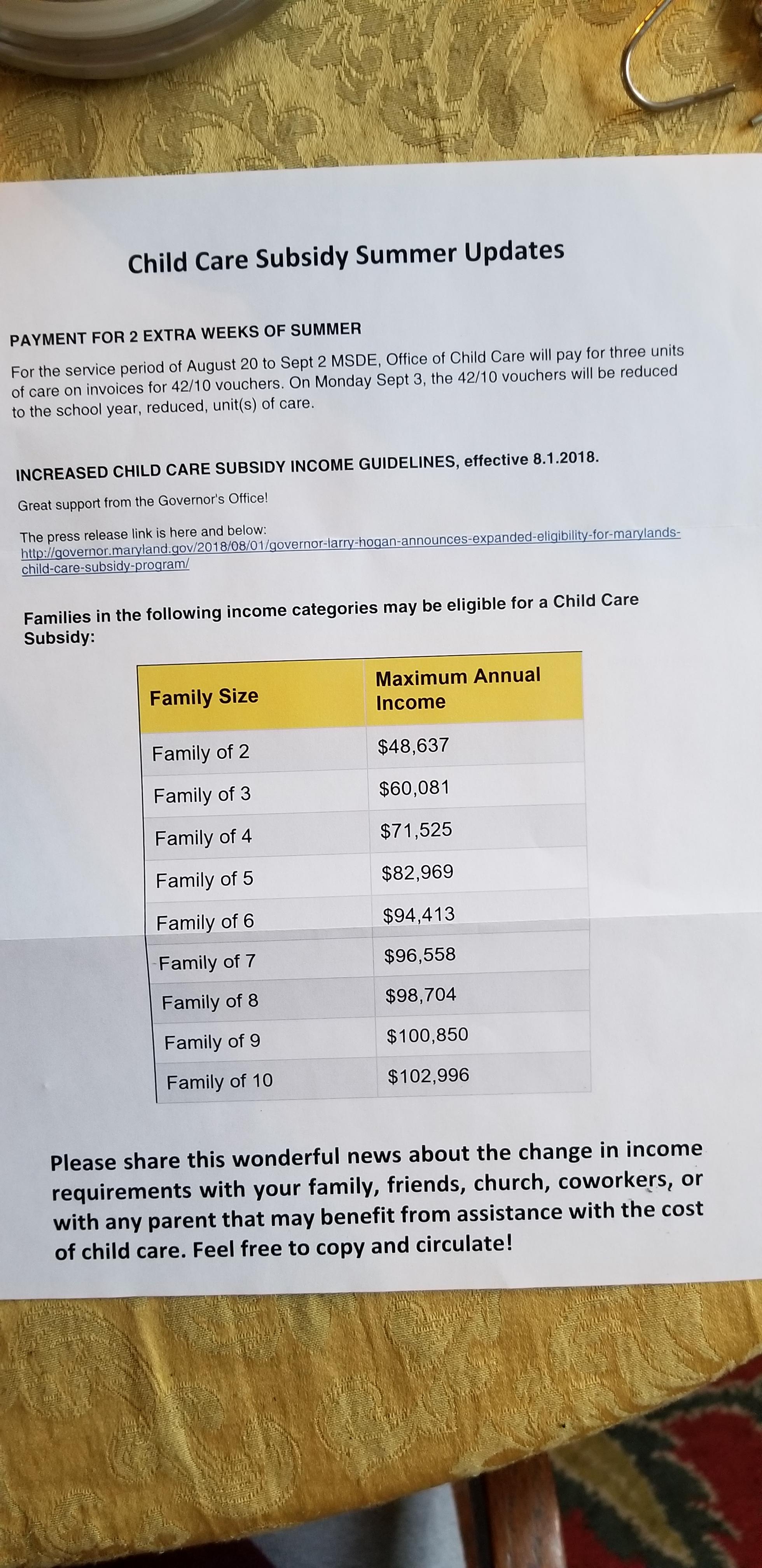 Did you know that the child care subsidy program was expanded? More