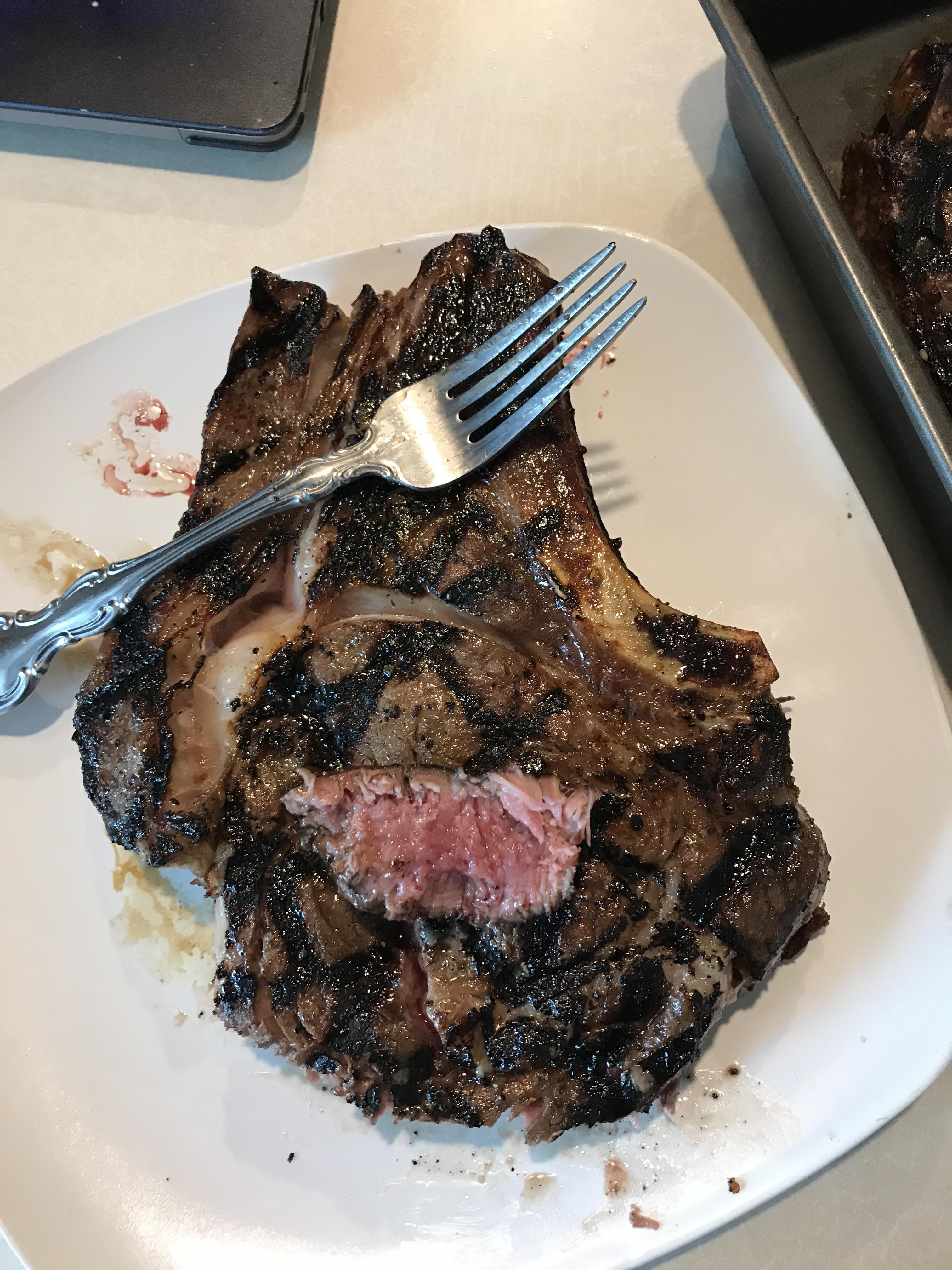 First steaks on the Big Joe, reverse seared and absolutely delicious
