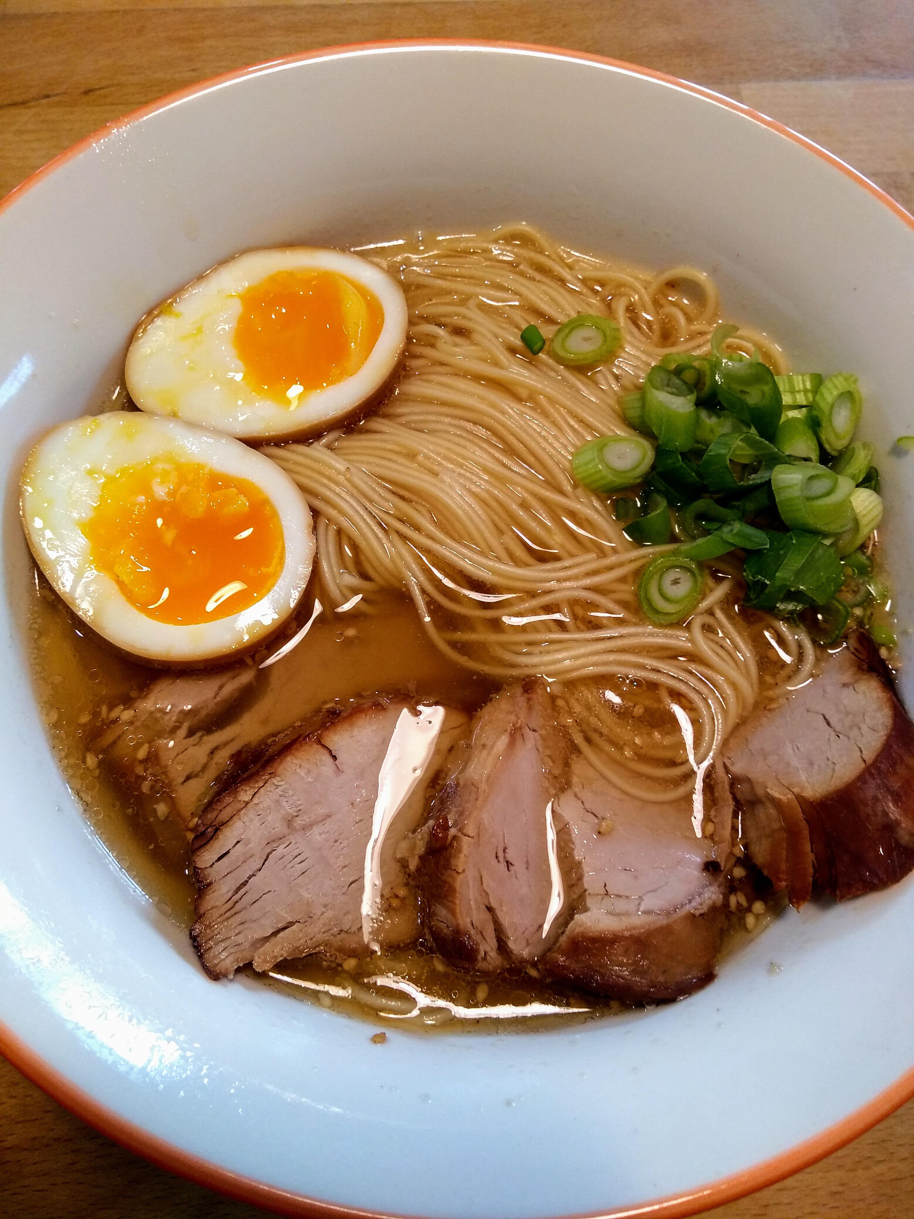 [Homemade] Ajitsuke egg and Chashu pork on Shio instant ramen. r/food