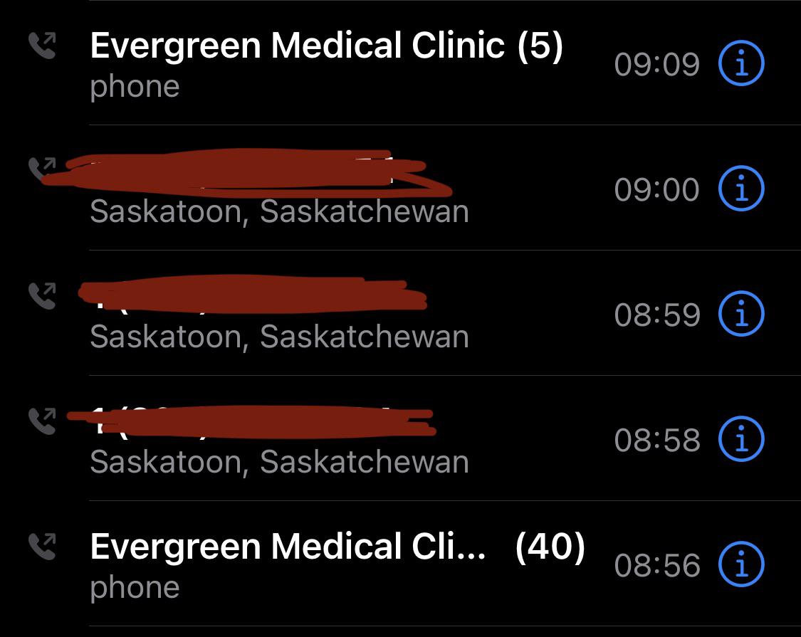 I’ve called Evergreen Medical Clinic 45 times this morning in order to
