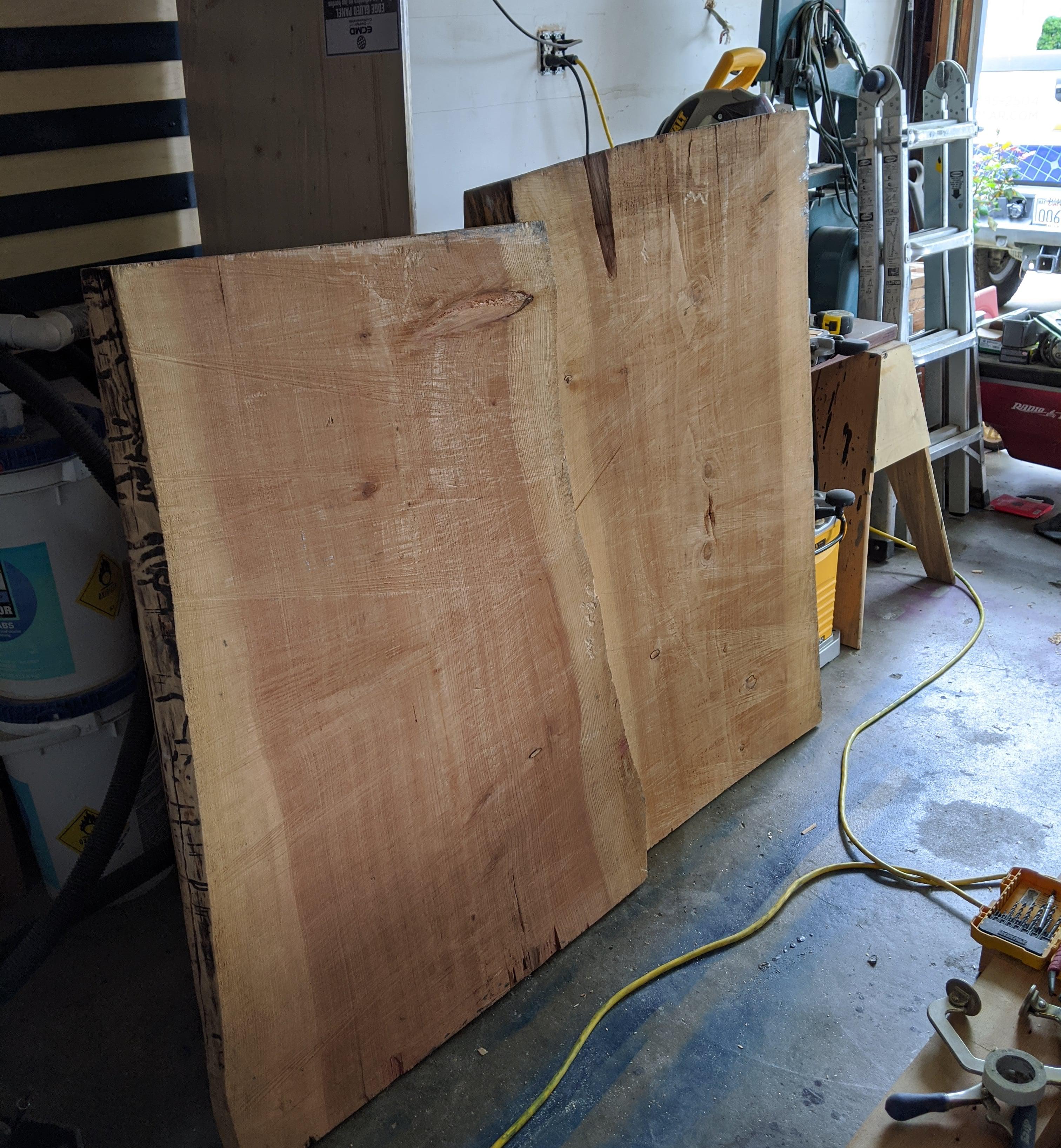 My uncle gave me these two 84 cedar slabs. They're 4 feet