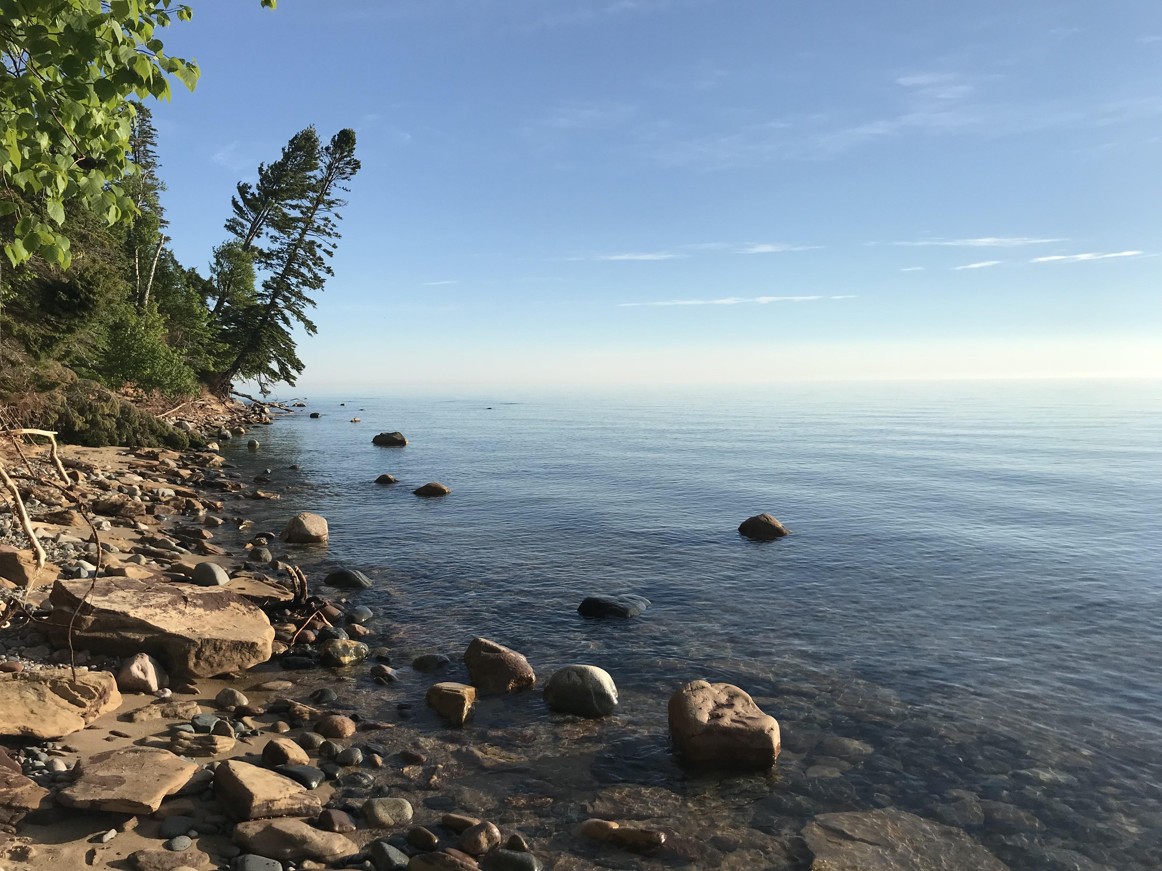 Lake Superior off the North Country Trail in the UP in Michigan. r