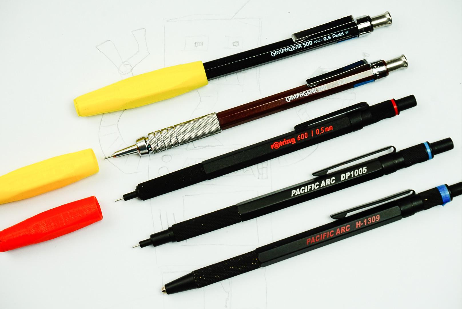 Pacific Arc Mechanical Pencils, Rotring 600 copy vs. real Rotring 600