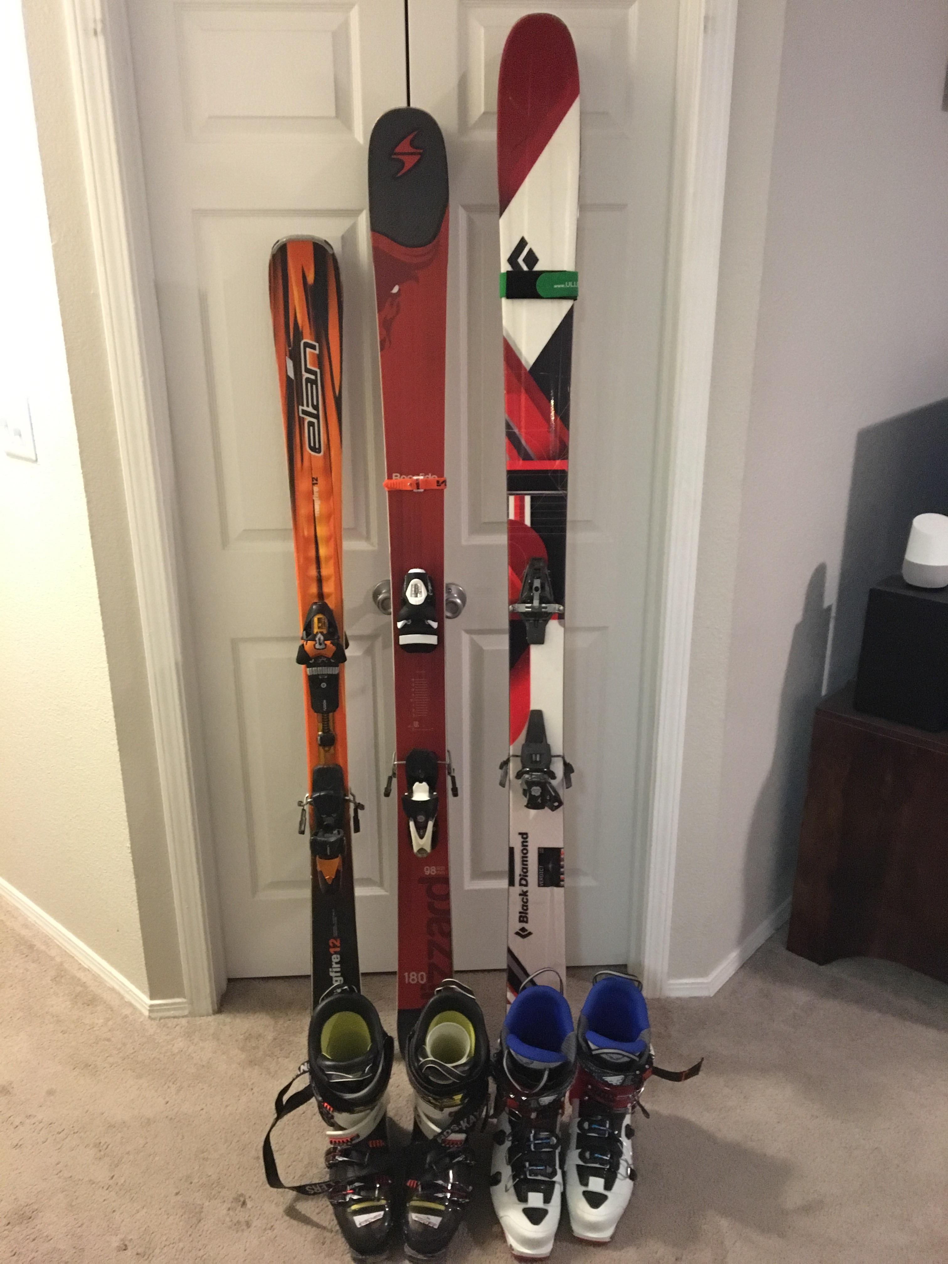 My Colorado quiver L to R rock skis for early season, daily driver