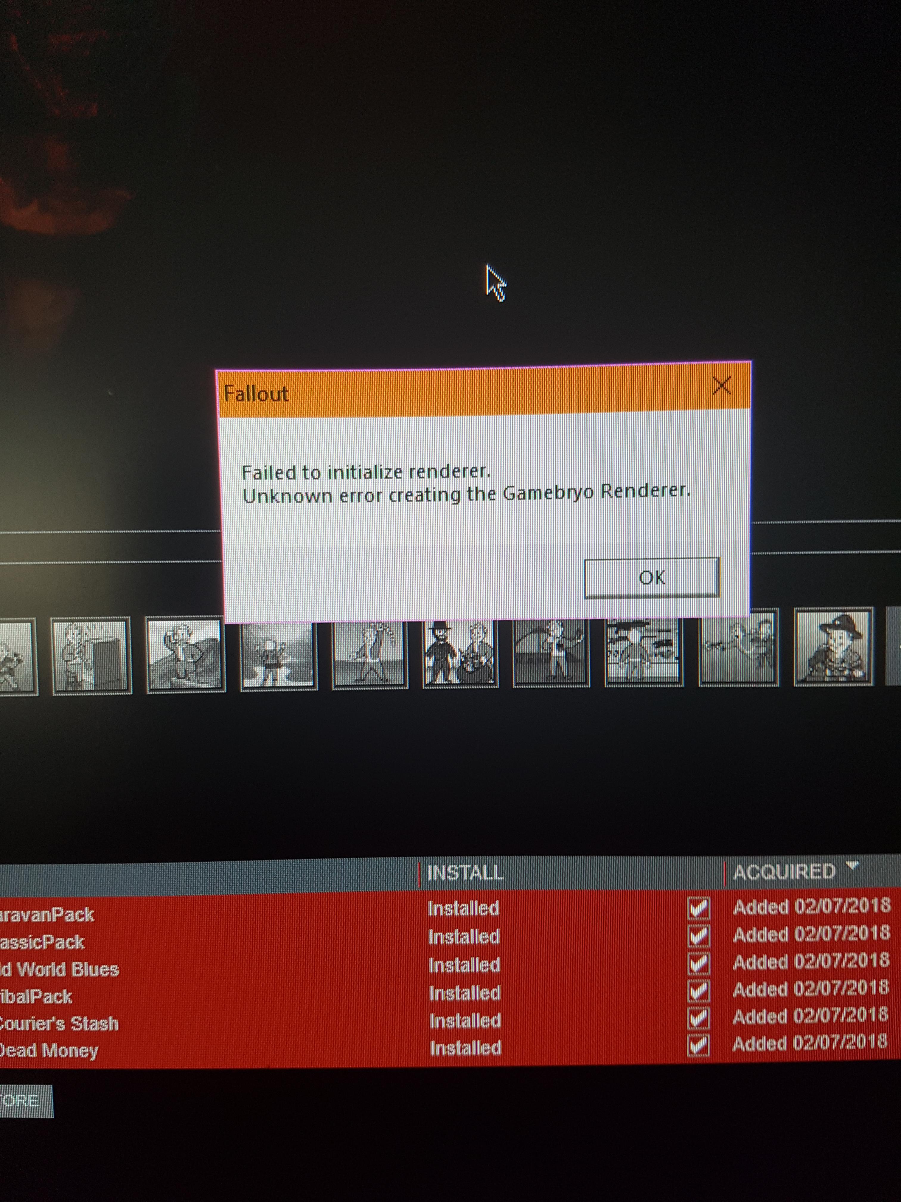 Game launches but freezes on black screen, with this also popping up