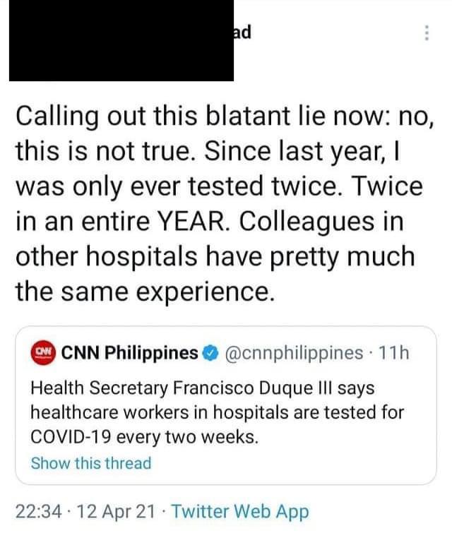 MD calling out Health Secretary Duque r/Philippines