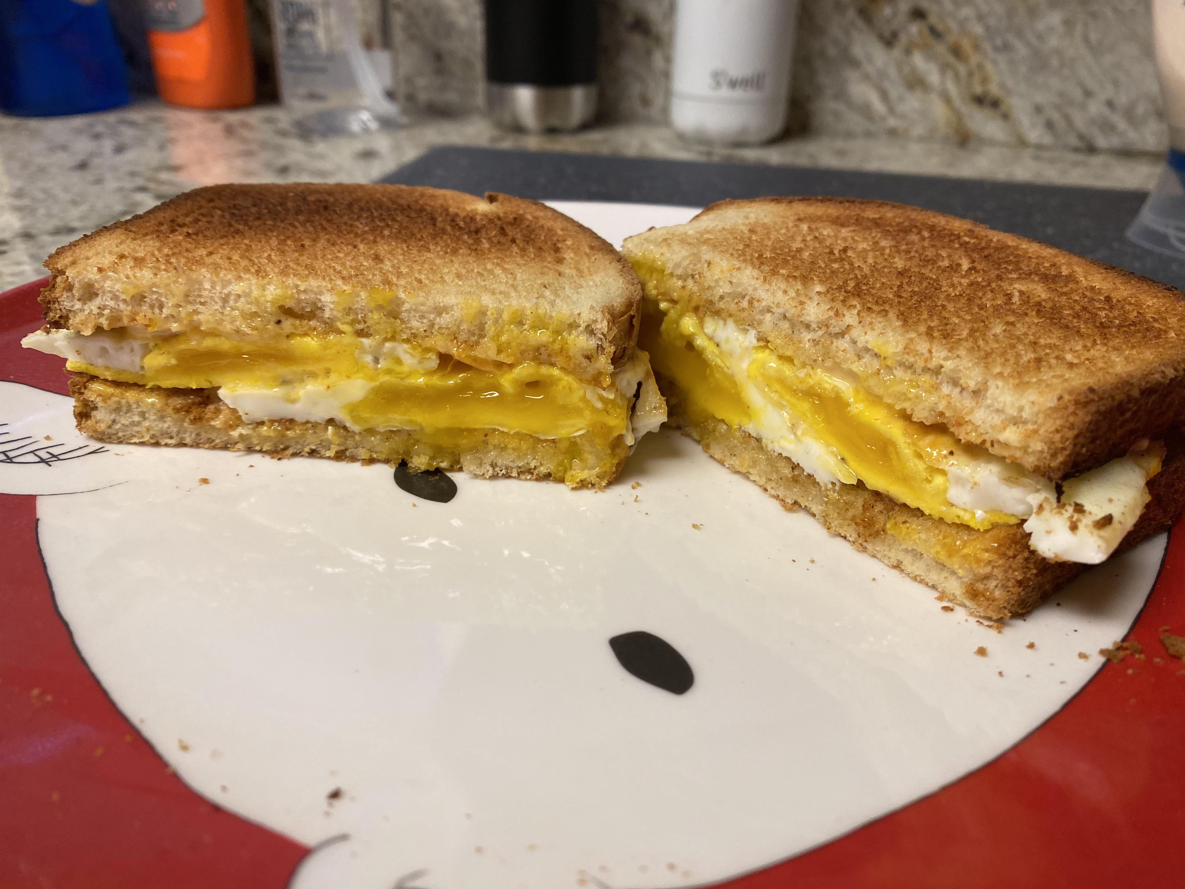 A classic two fried eggs, American cheese, butter, sriracha mayo