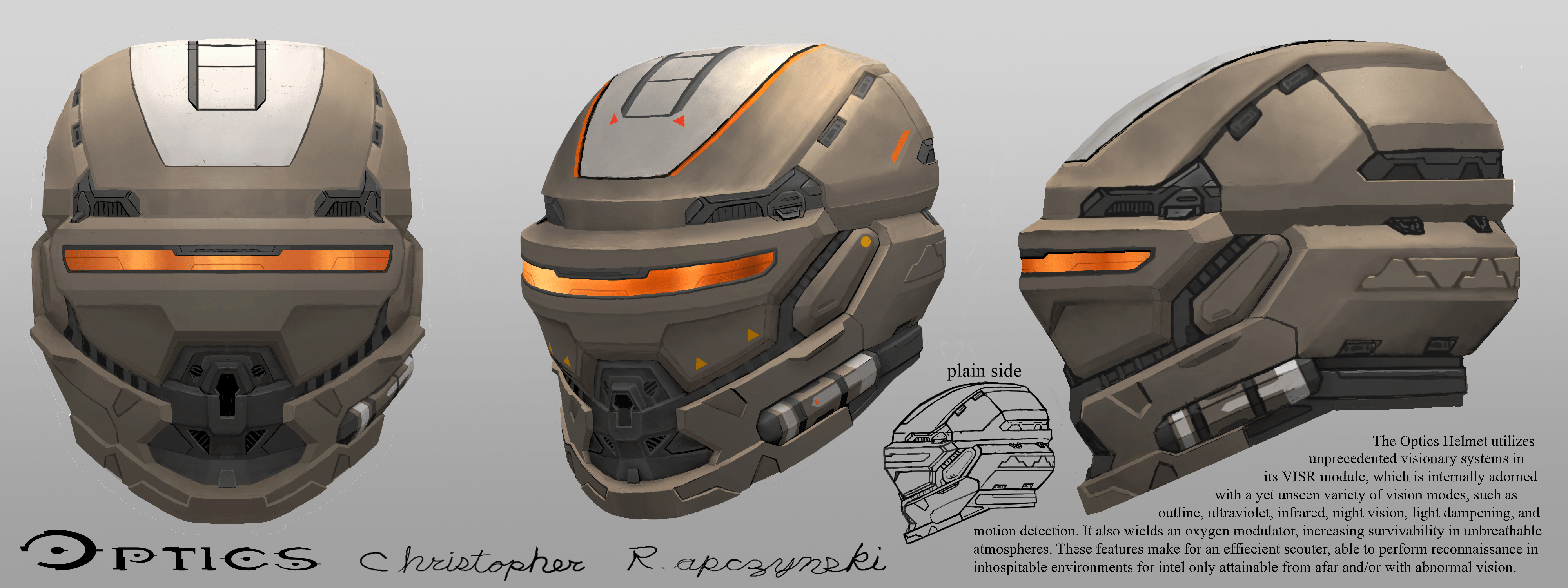 Helmet I designed, inspired by reach's cut GRD helmet r/halo