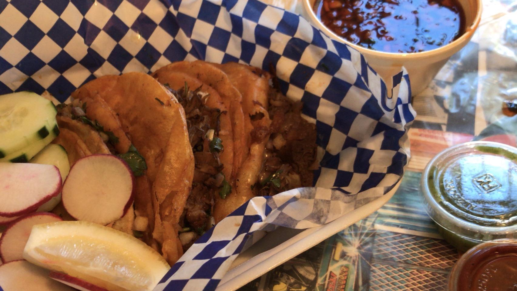 Juarez Tacos on Saviers and Date in Oxnard. I got goat tacos with a juicy dipping sauce on the