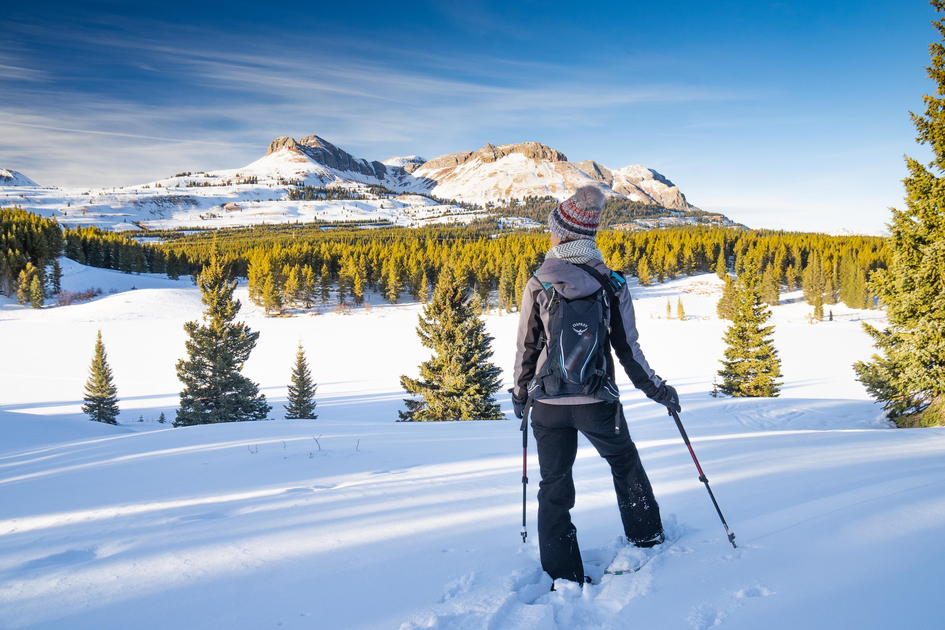 Taking a Break While Snowshoeing Around Andrews Lake. Near Durango