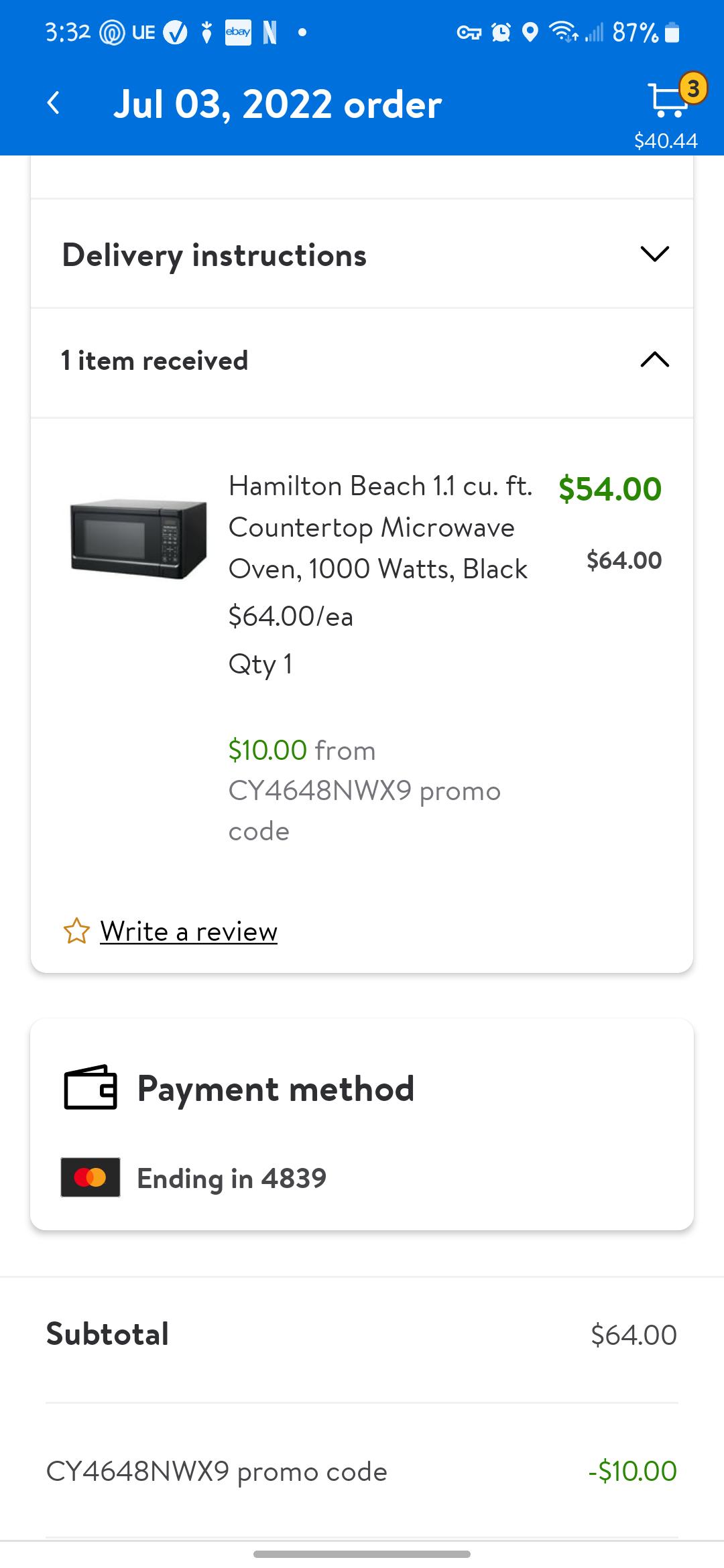 Hamilton Beach microwave r/Appliances