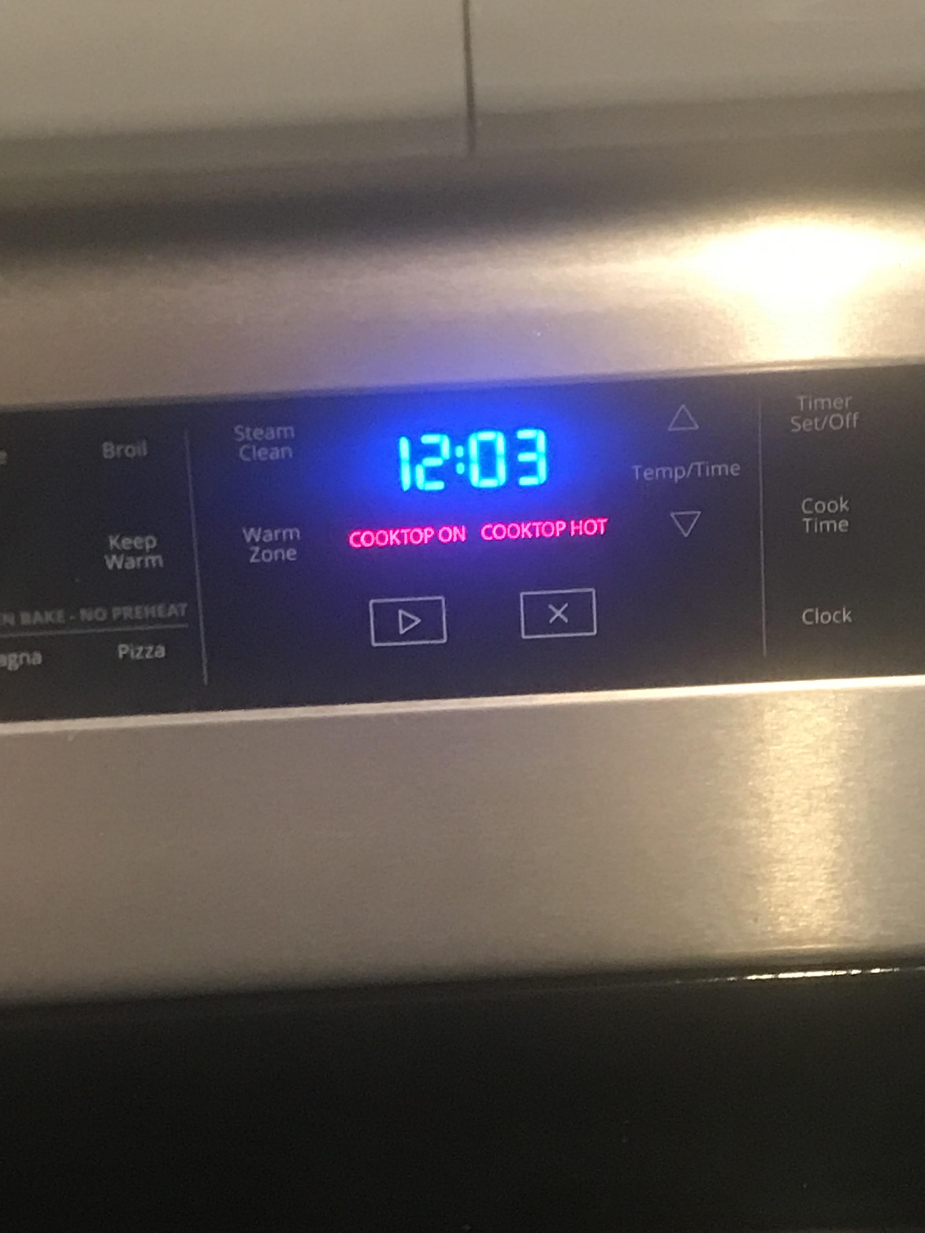 Help. My cooktop on light on my Whirlpool oven will not cut off even