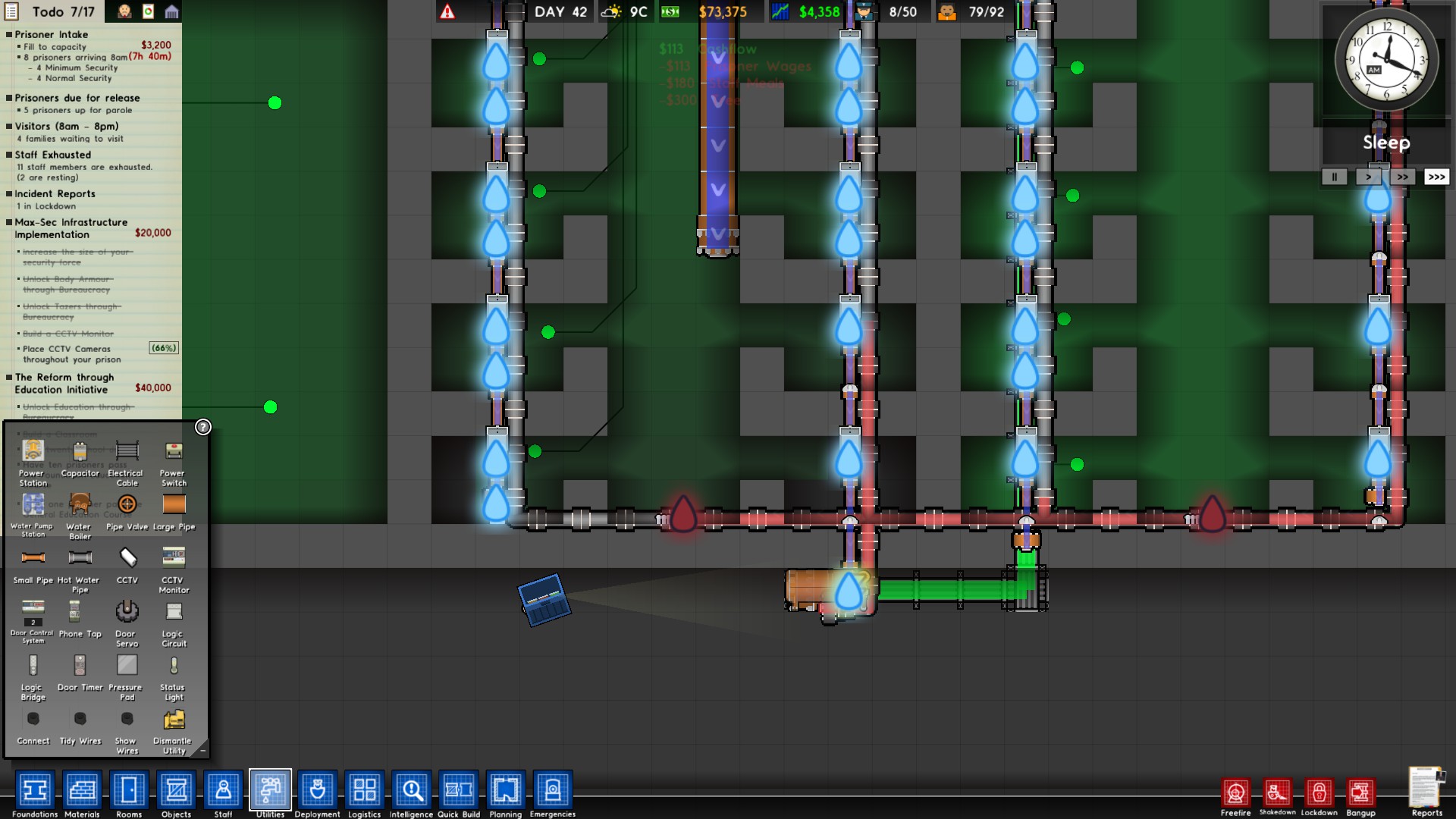 Can someone explain why my hot water is barely moving? r/prisonarchitect