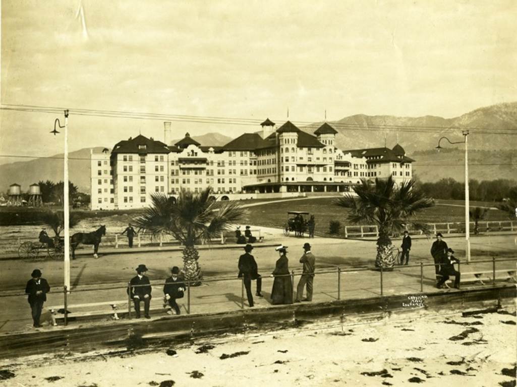 Historical Photo The newly built Potter Hotel on Cabrillo Blvd. as