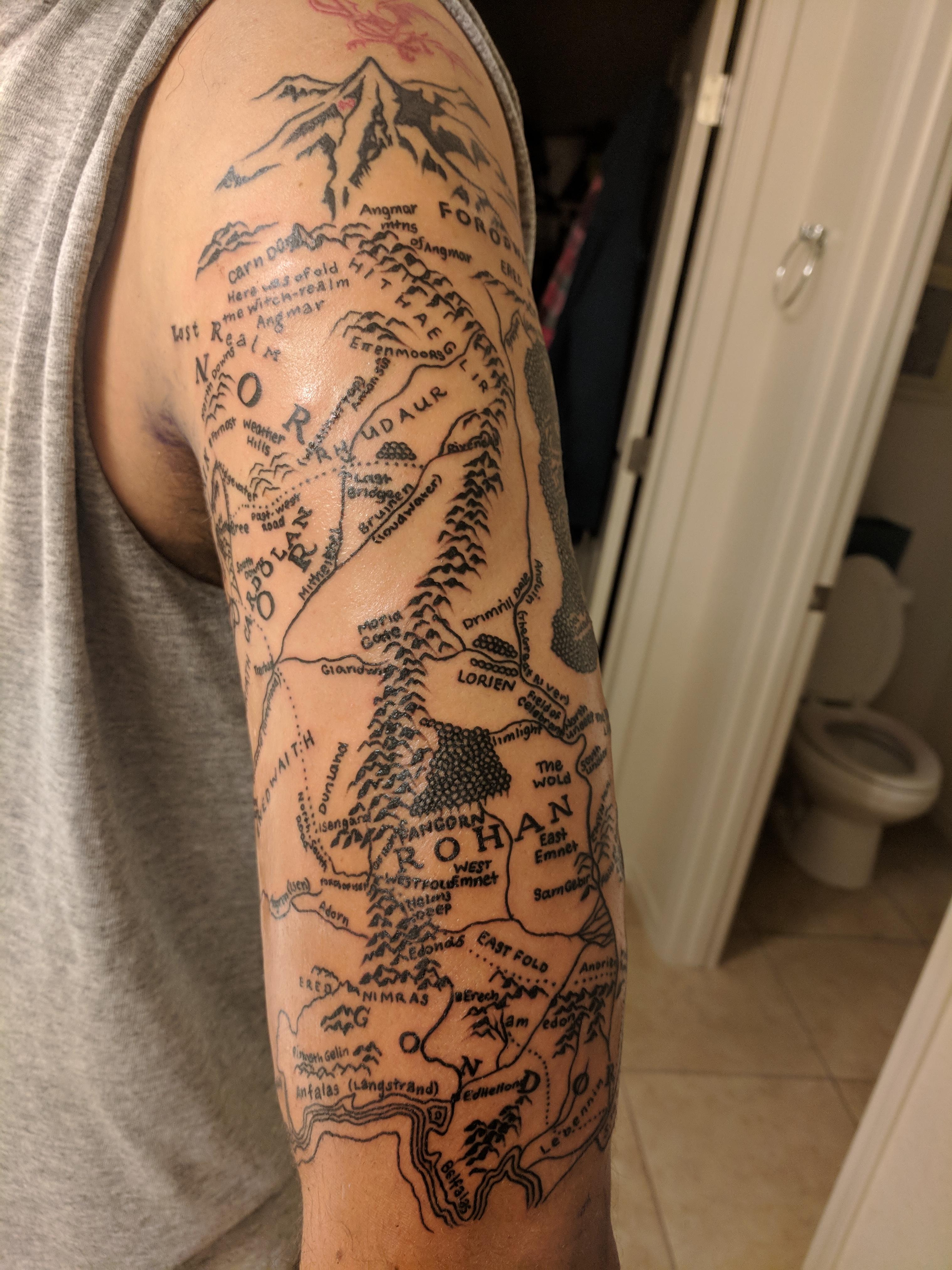 Just finished my Map of Middle Earth, fit as much as I could! lotr