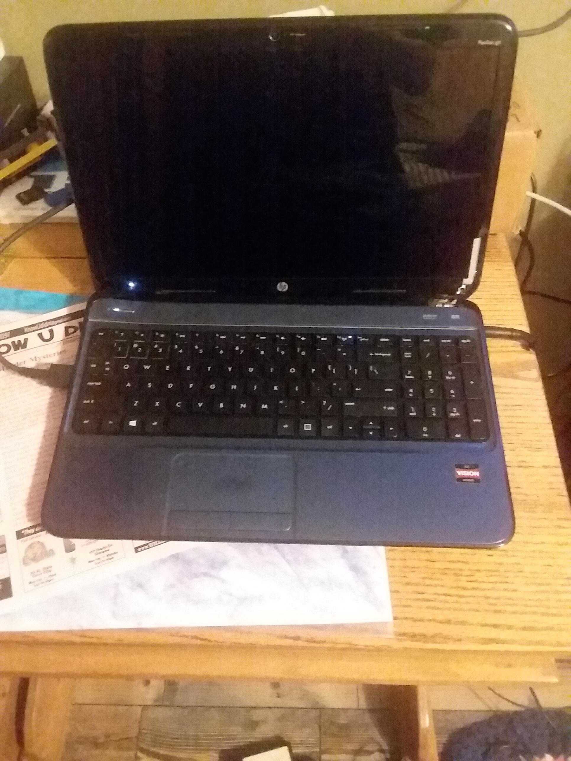 HP Pavilion g6.Has a black screen when I turn it on.I can use my tv as a monitor and everything