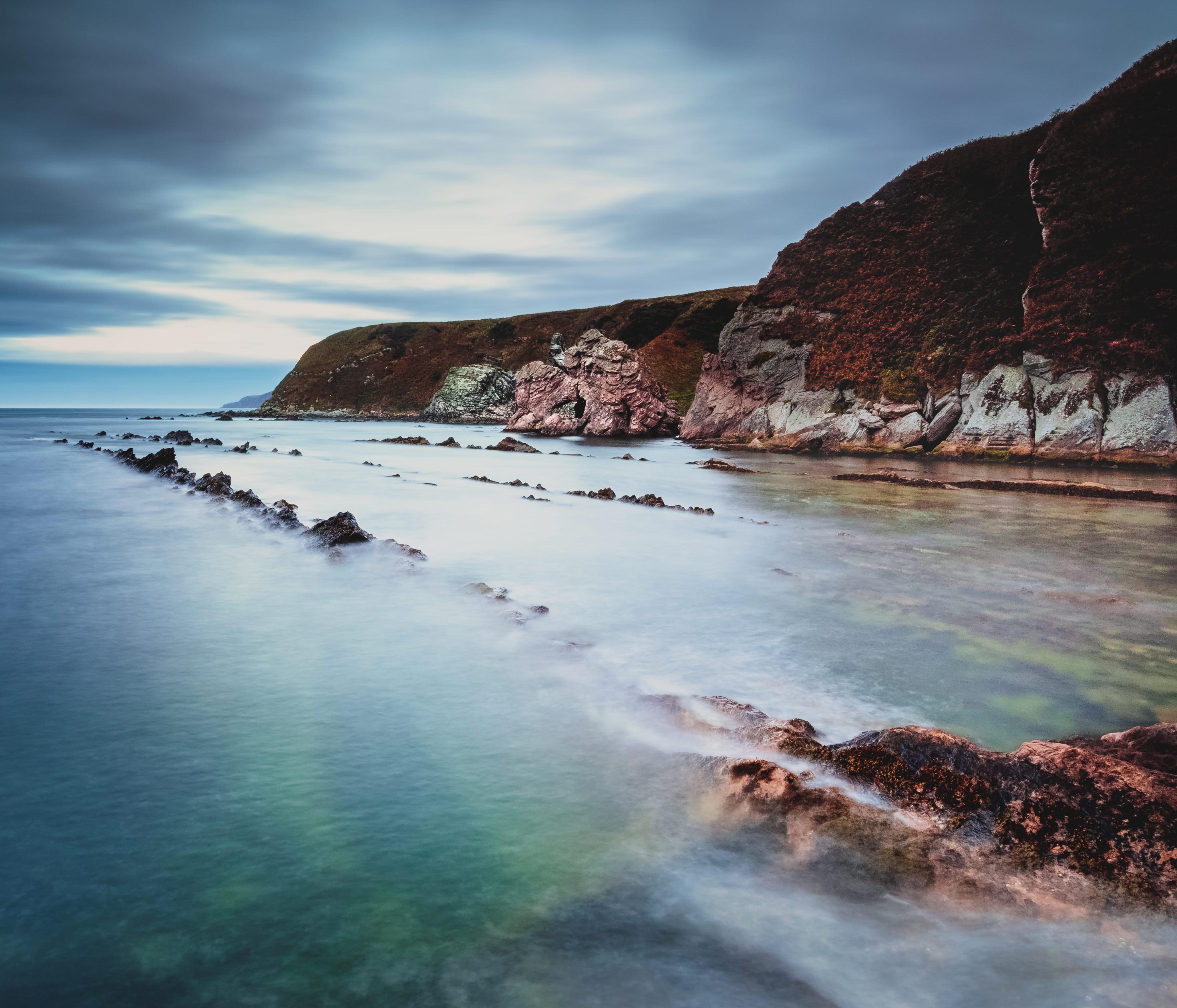 Last light long exposure at Cove Harbour, Scottish Borders, Scotland