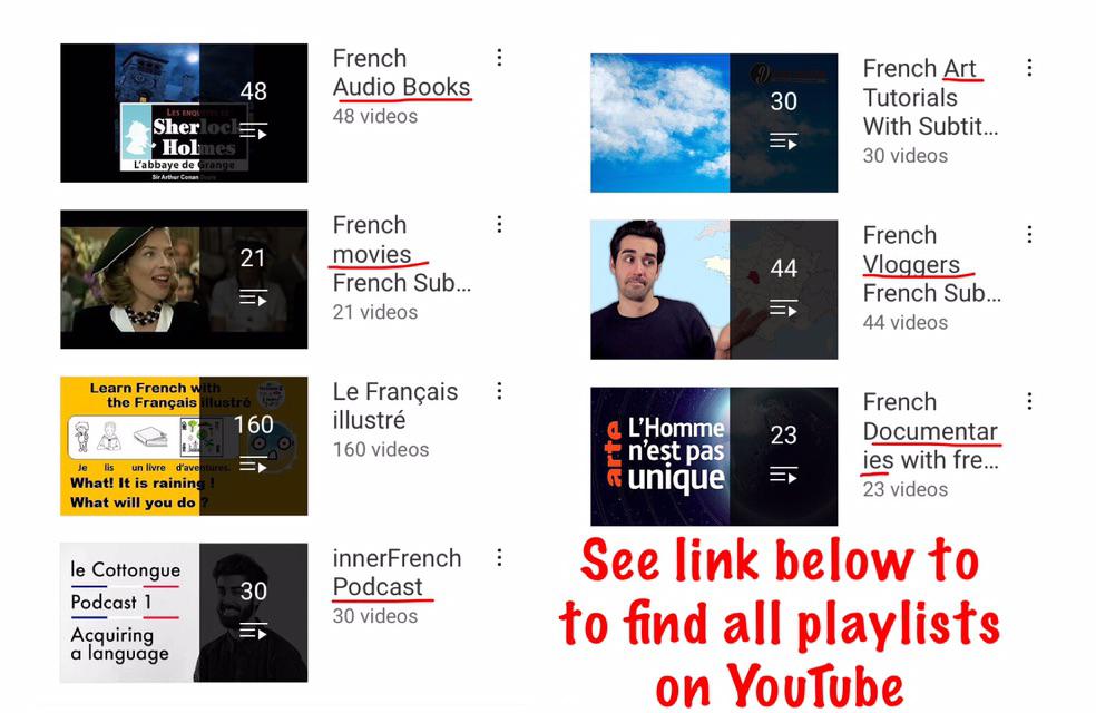 French Playlists on YouTube with French Subtitles. Here are the