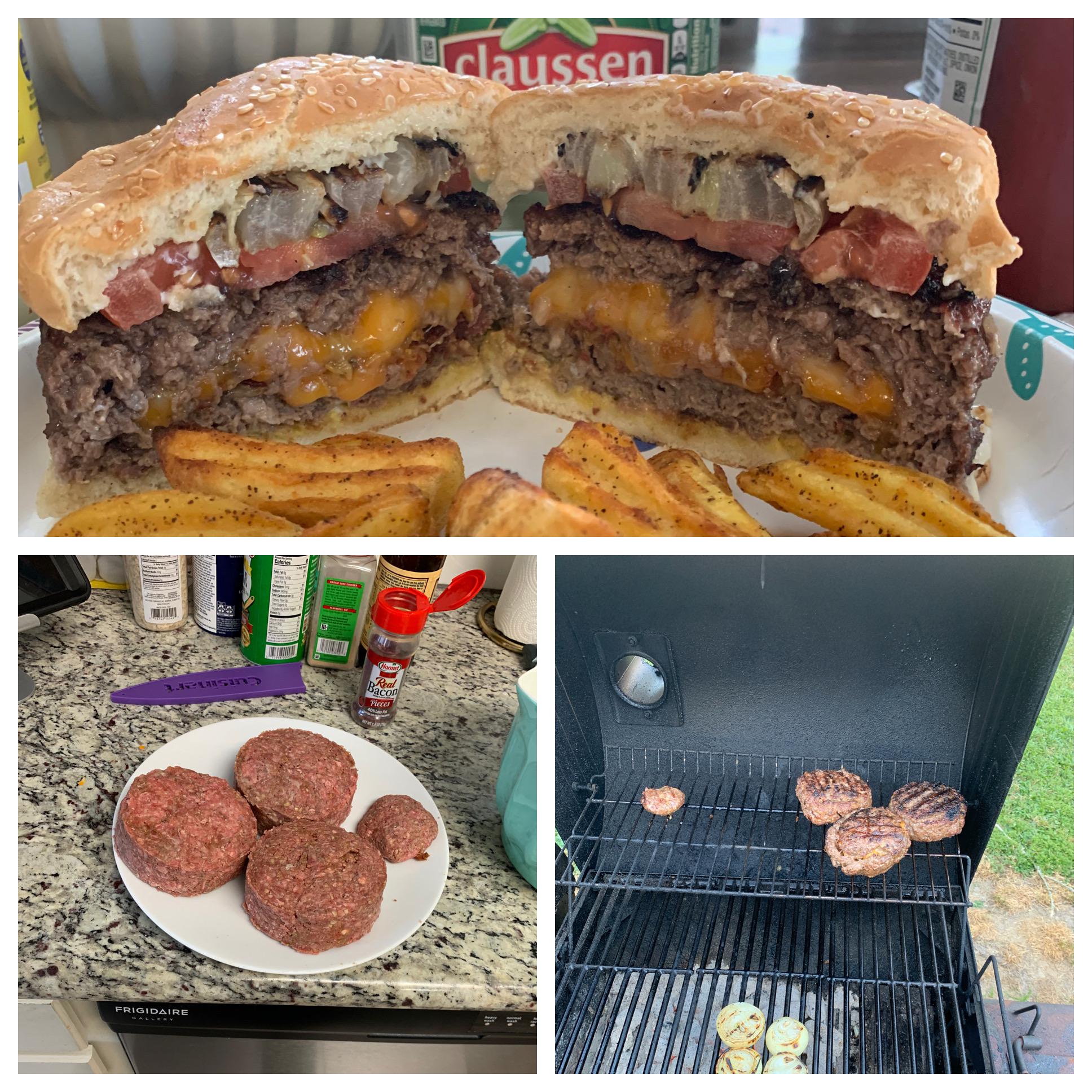 Greatest burgers I’ve ever made! Bacon and Colby jack stuffed burgers