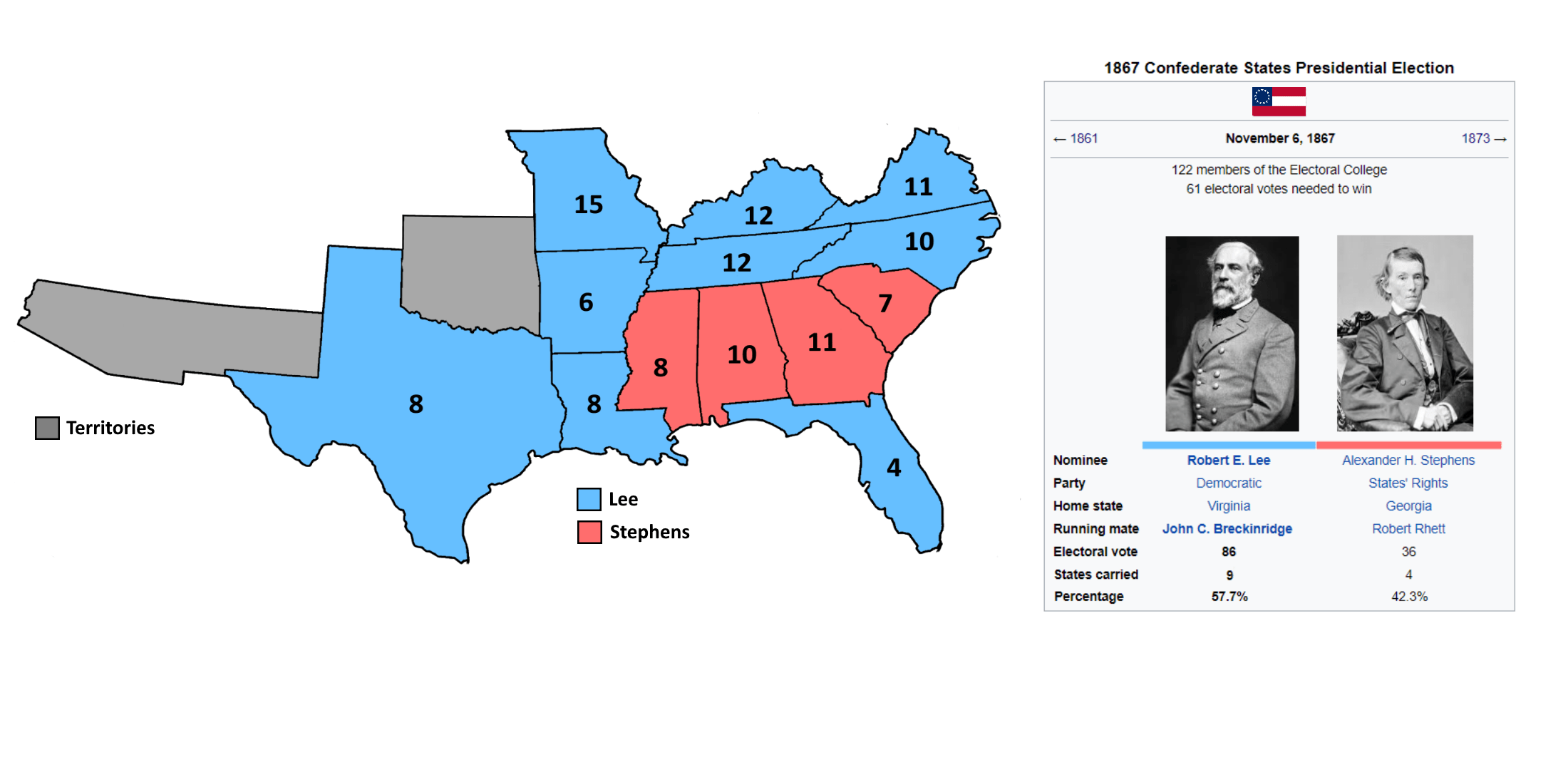 Confederate Presidential Election, 1867 r/imaginarymaps
