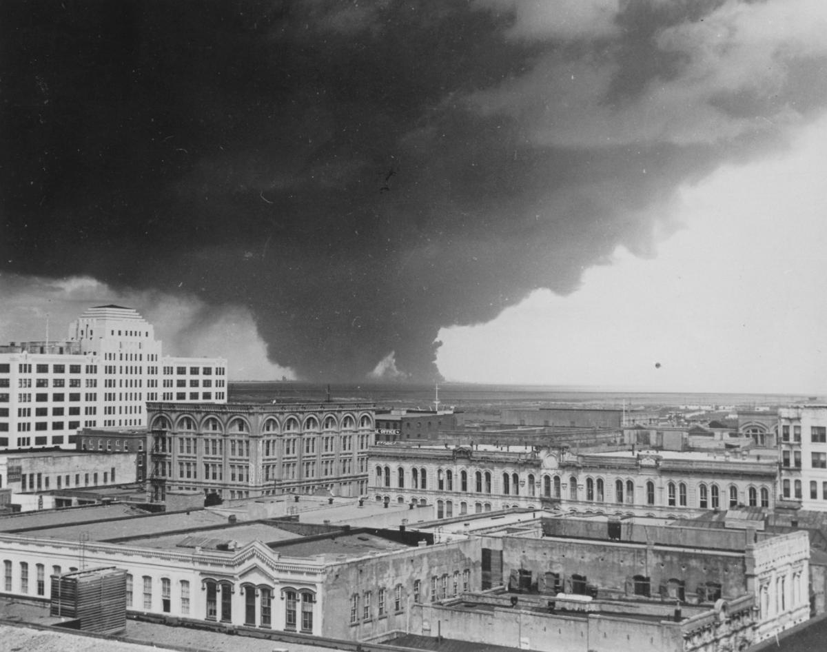 A view from Galveston of the aftermath of the devastating explosion in