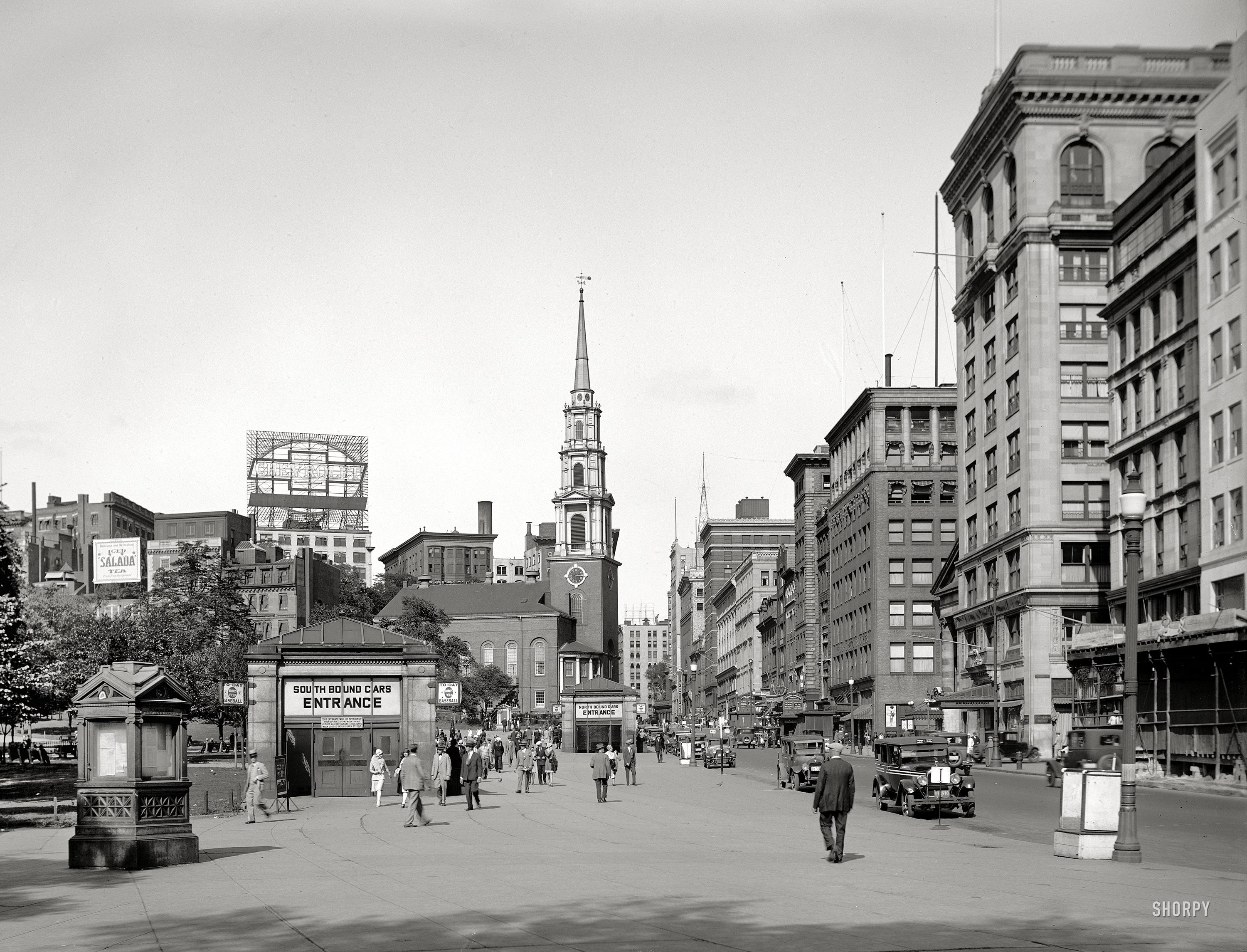 Boston circa 1923. "Tremont Street and the Mall." r/boston