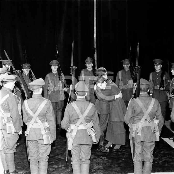 Joseph Mary Plunkett and Grace Gifford embrace shortly after their