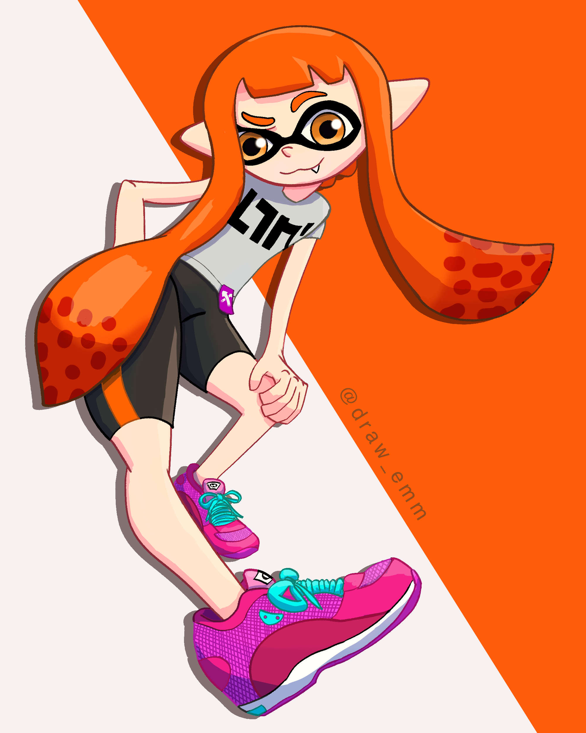 I drew Inkling Girl with her Smash outfit! r/splatoon