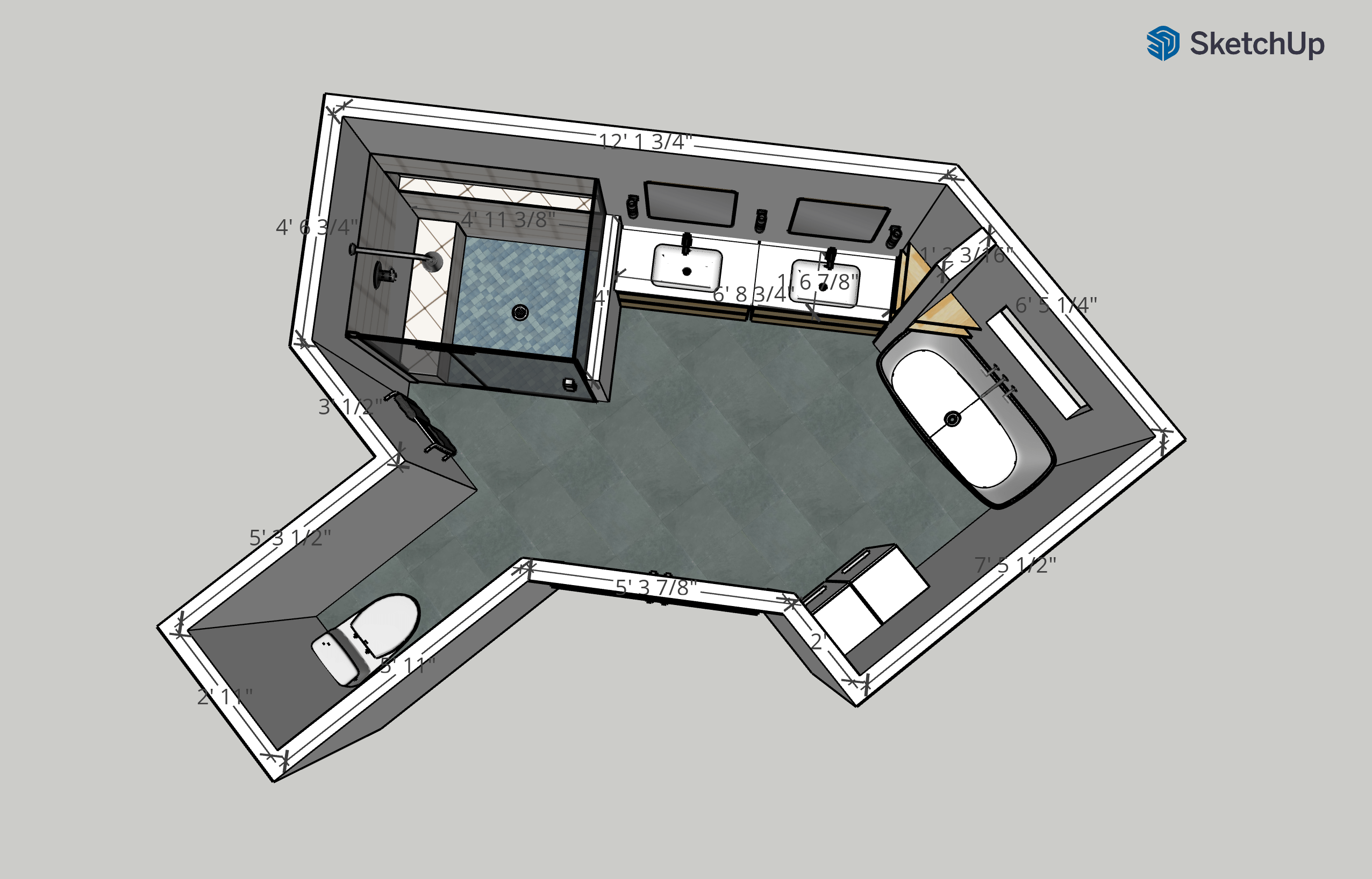 This is my design for our oddlyshaped bathroom. All critique is (Mostly I worry the