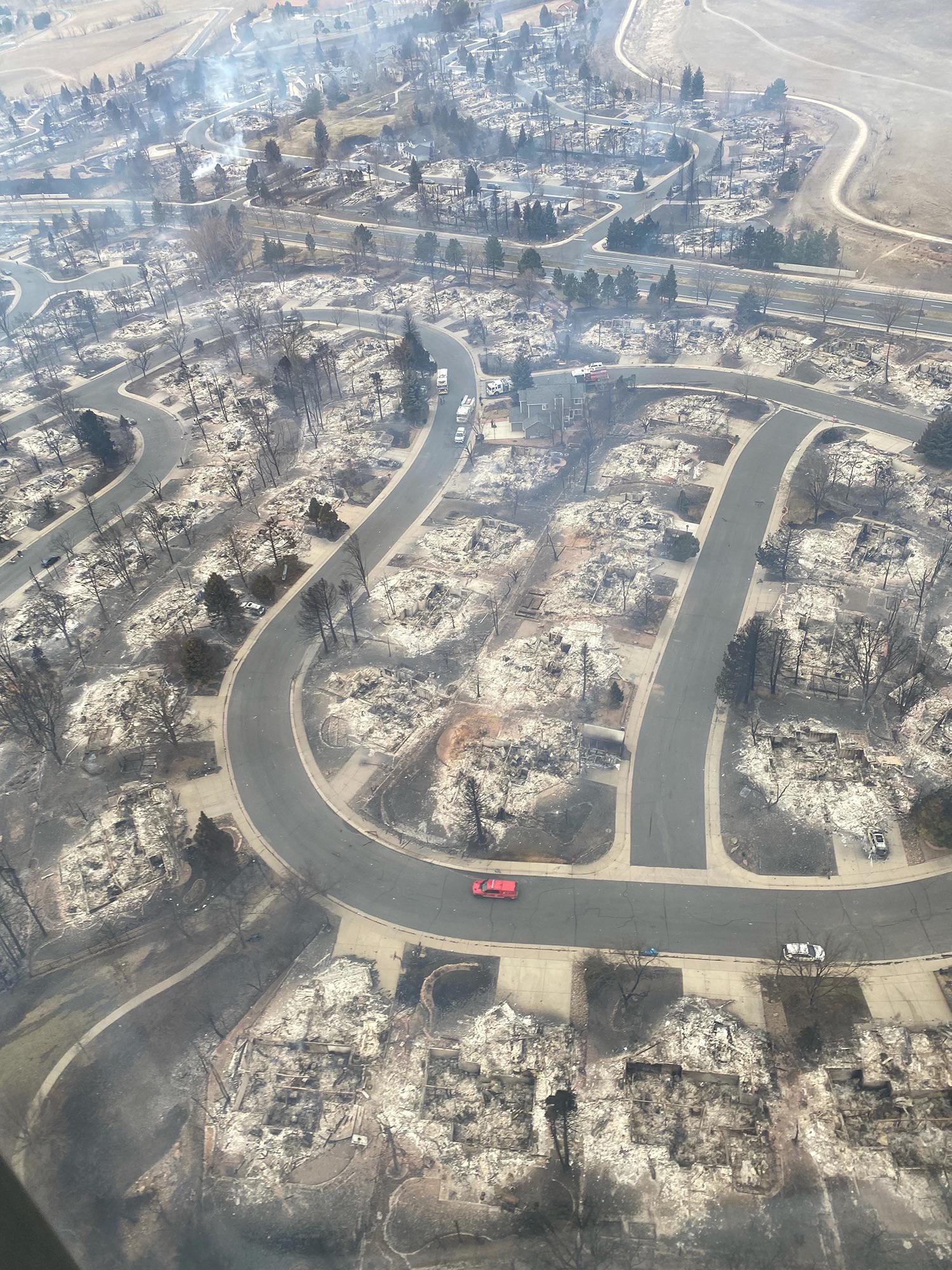 Fly over photo shows an entire neighborhood wiped out in the Marshall