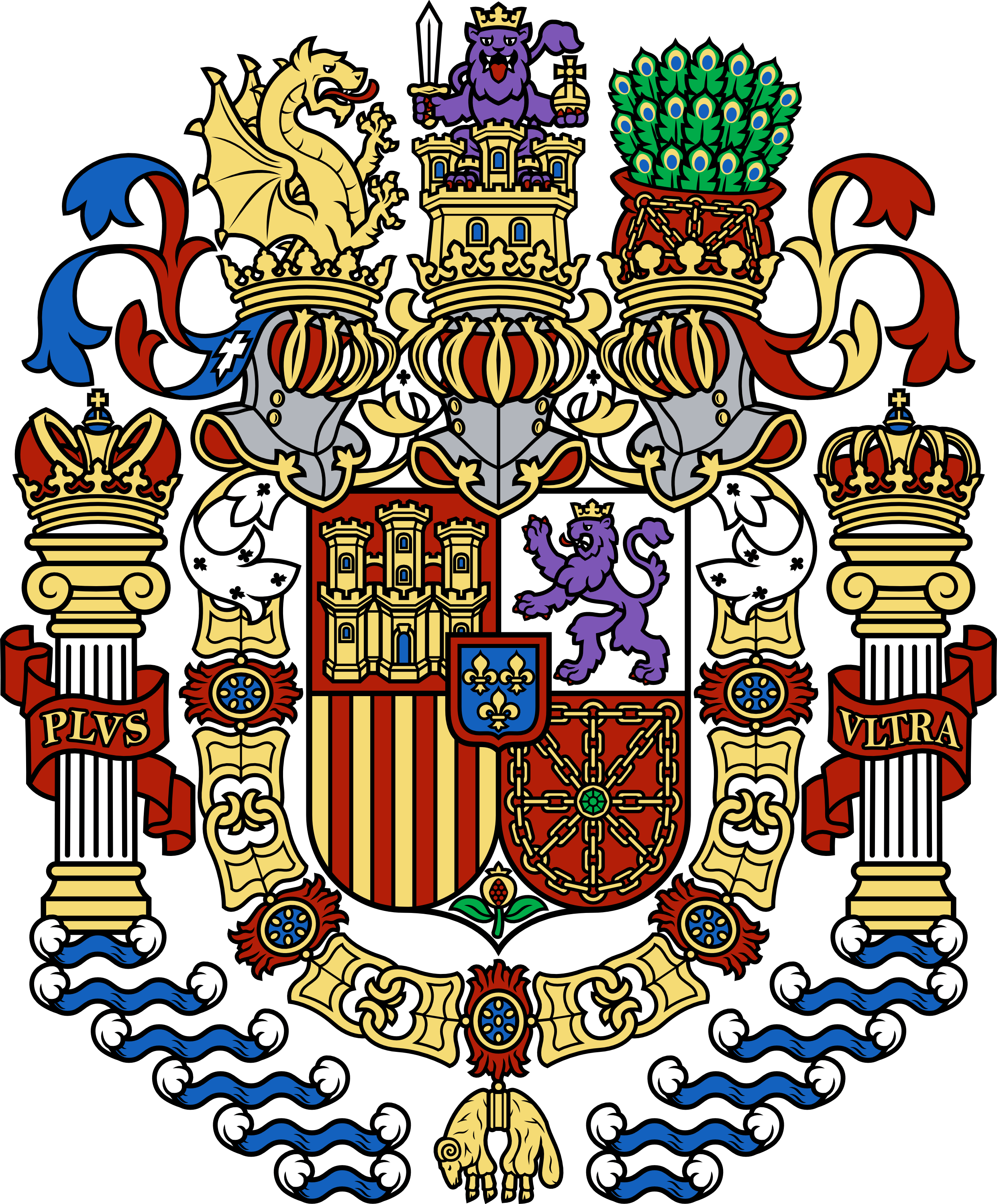 Spanish Arms with the Historical Crests r/heraldry